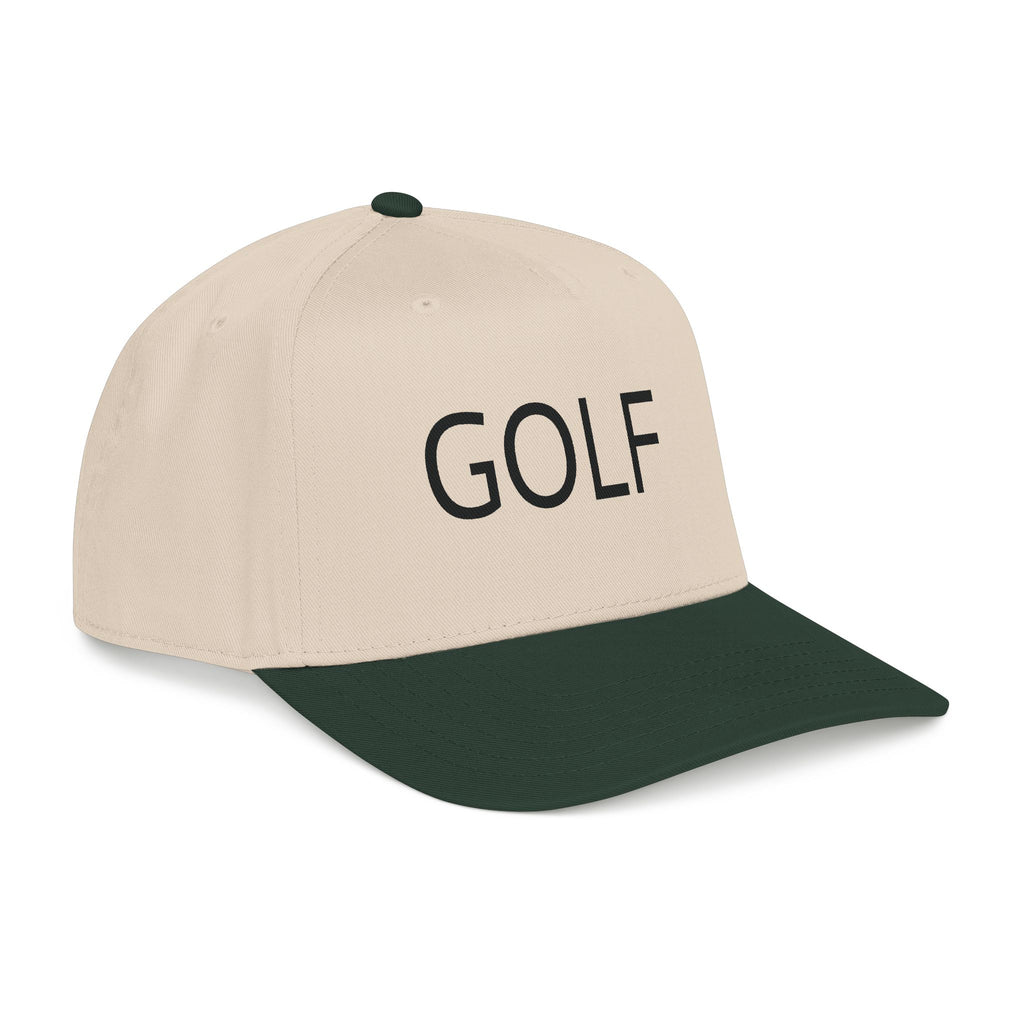 Golf Embroidered Mid Profile Cap — Classic Two-Tone Golf Hat