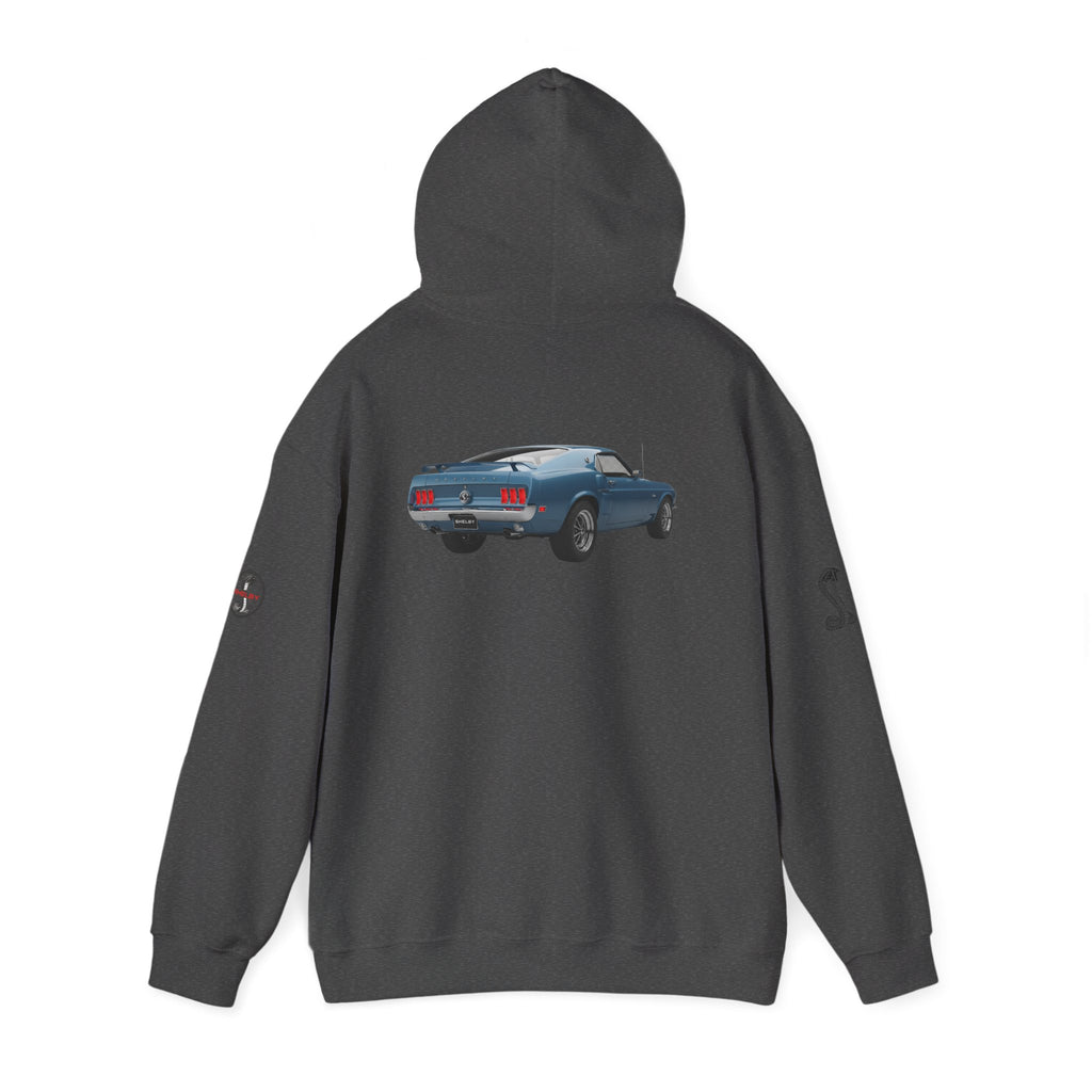 Classic Mustang Hoodie  Vintage Blue Pony Car Pullover