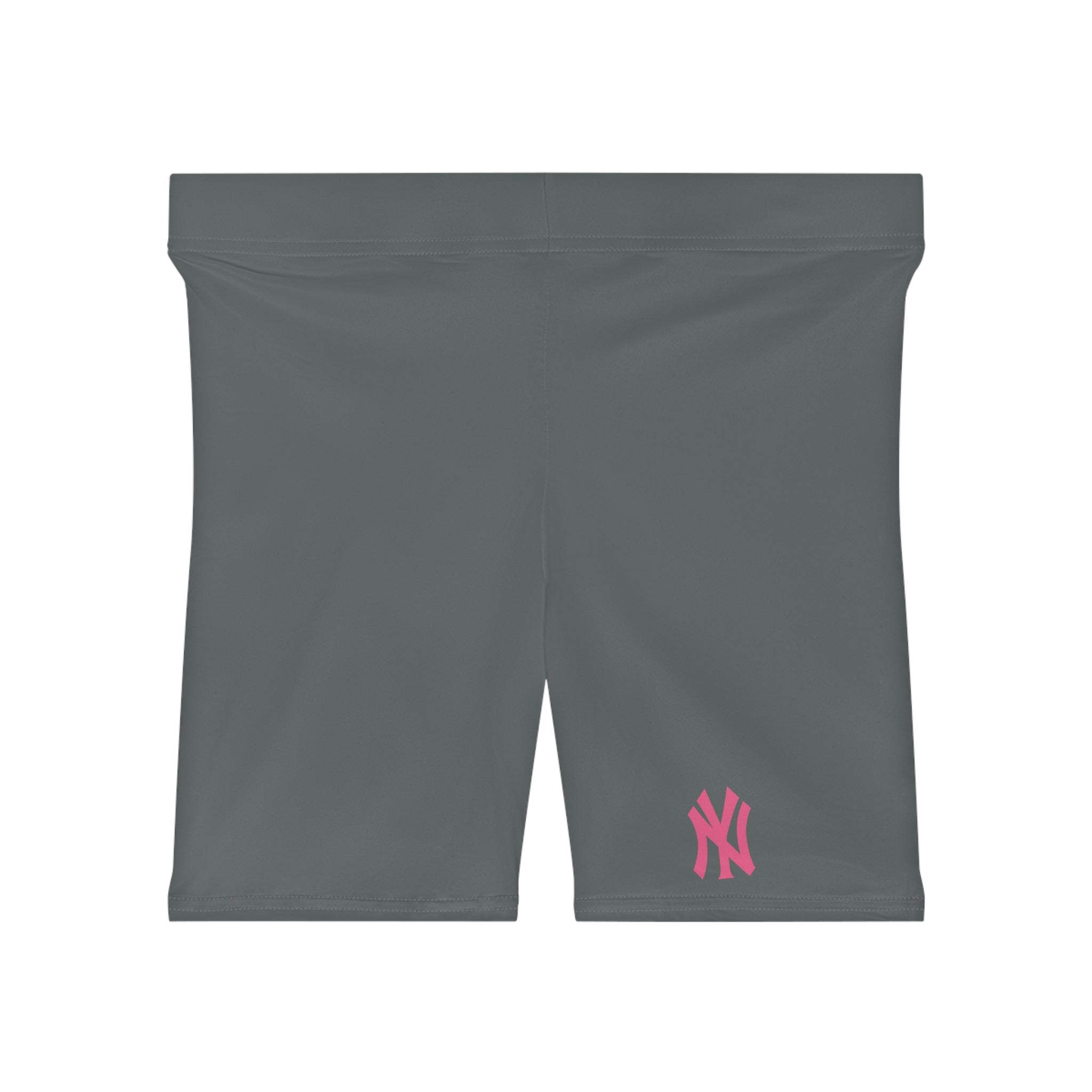 Women's Grey Biker Shorts with Pink Logo  Athletic Cycling & Workout Shorts