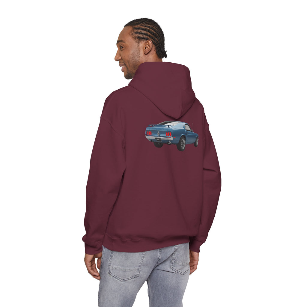 Classic Mustang Hoodie  Vintage Blue Pony Car Pullover