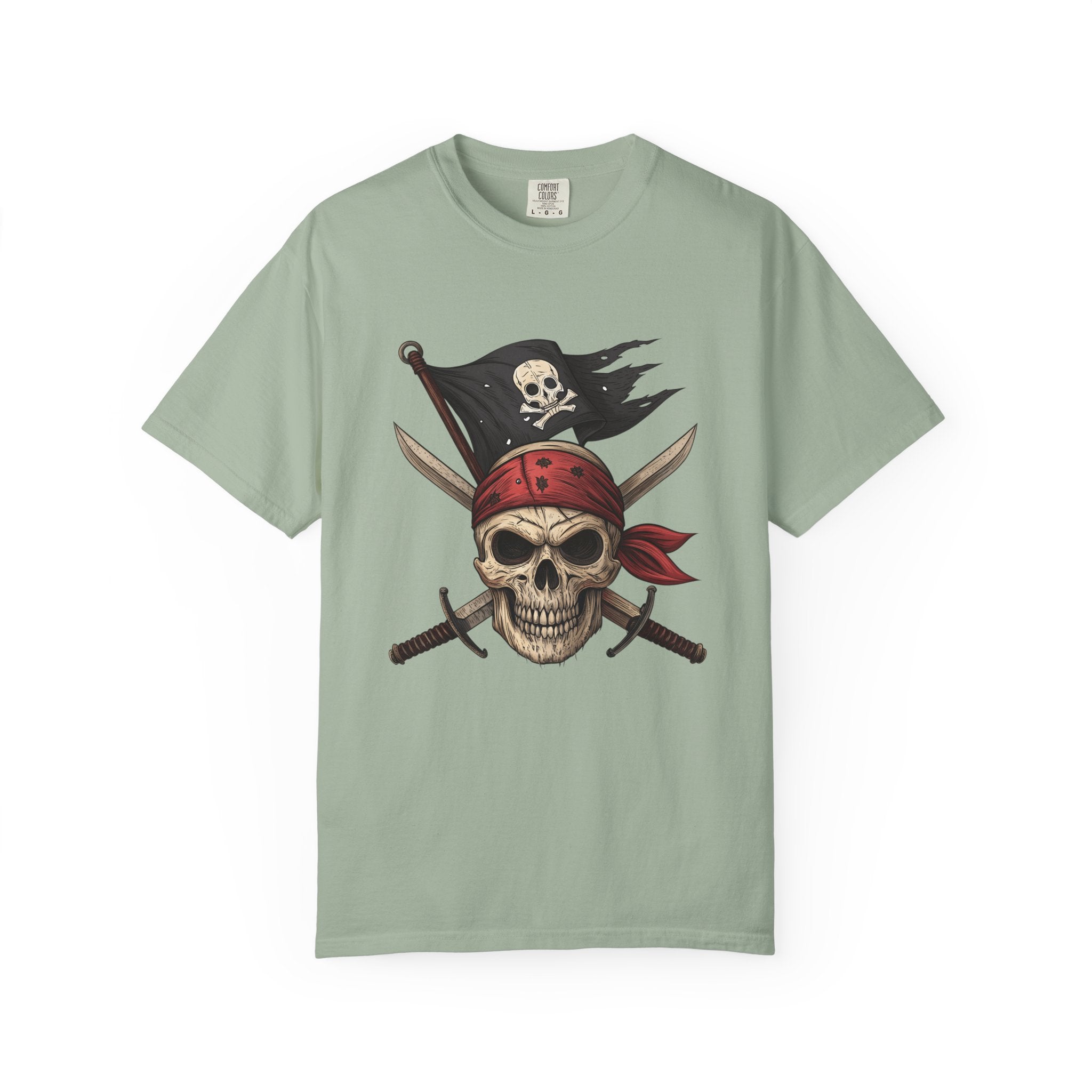Pirate Skull T-Shirt Jolly Roger Bandana Graphic Tee