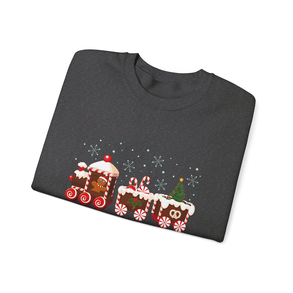 Gingerbread Train crewneck sweatshirt | Merry Christmas back print