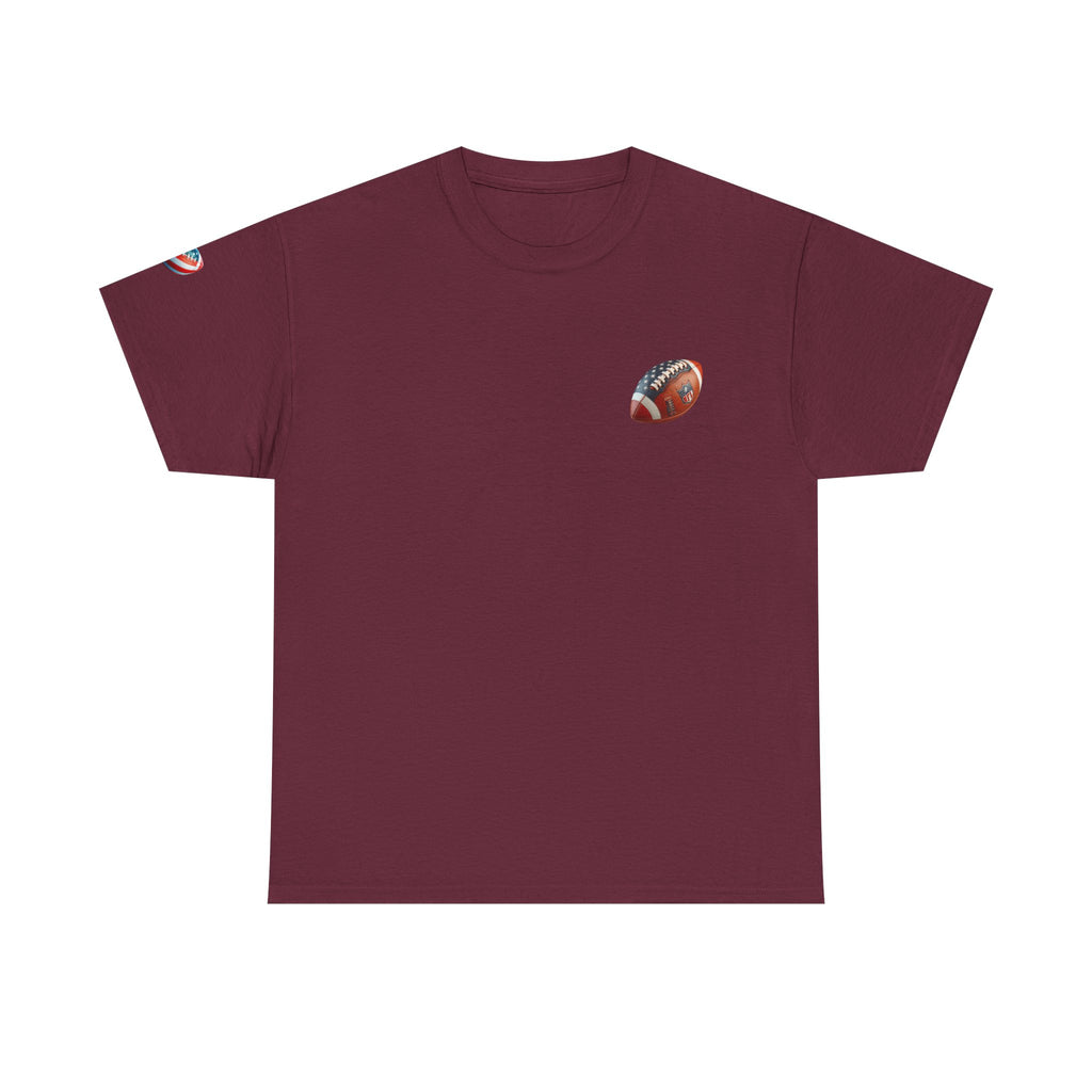 Skull Helmet Football Tee — Grunge Athletic Graphic T‑Shirt