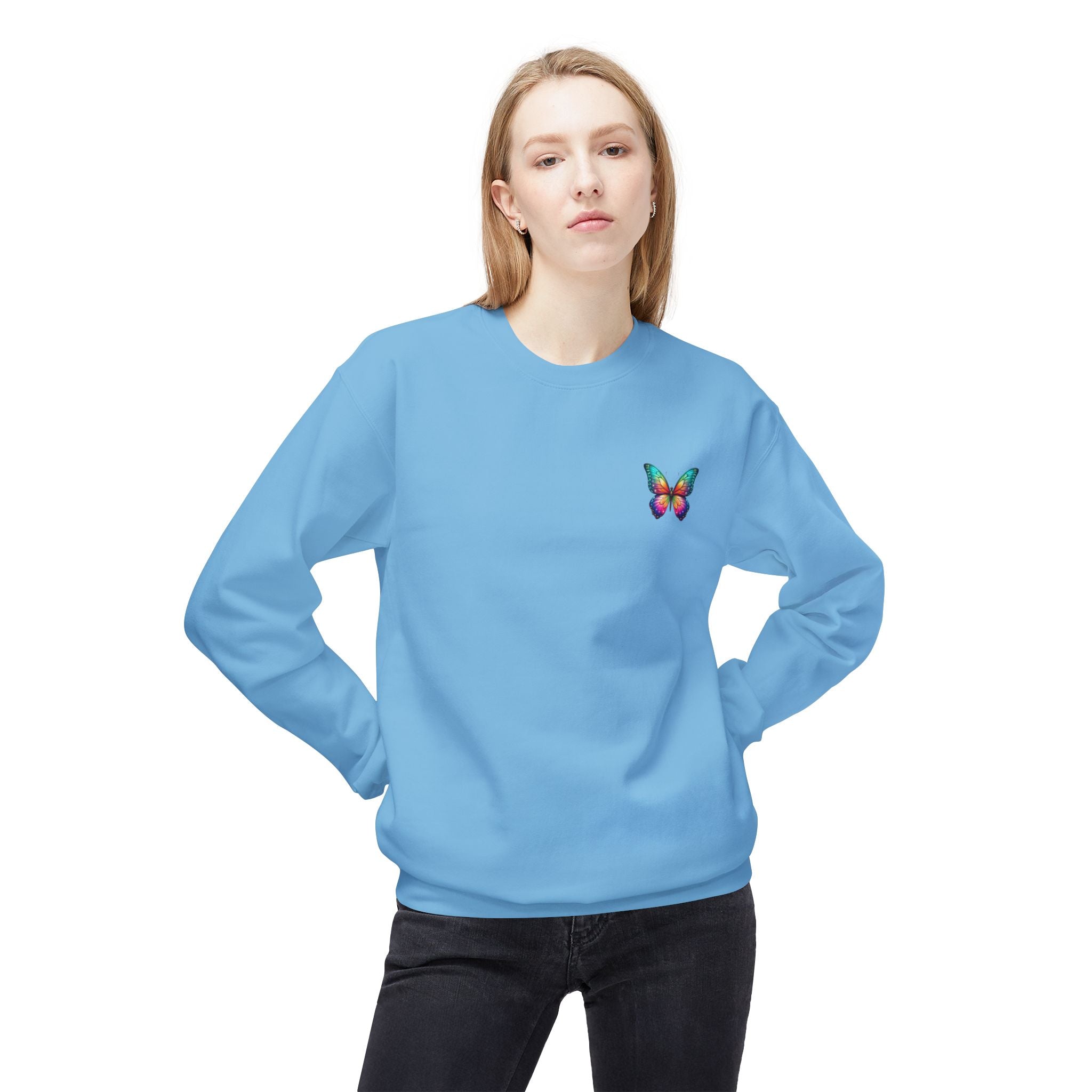 Rainbow Butterfly Sweatshirt | Colorful Monarch Wing Graphic