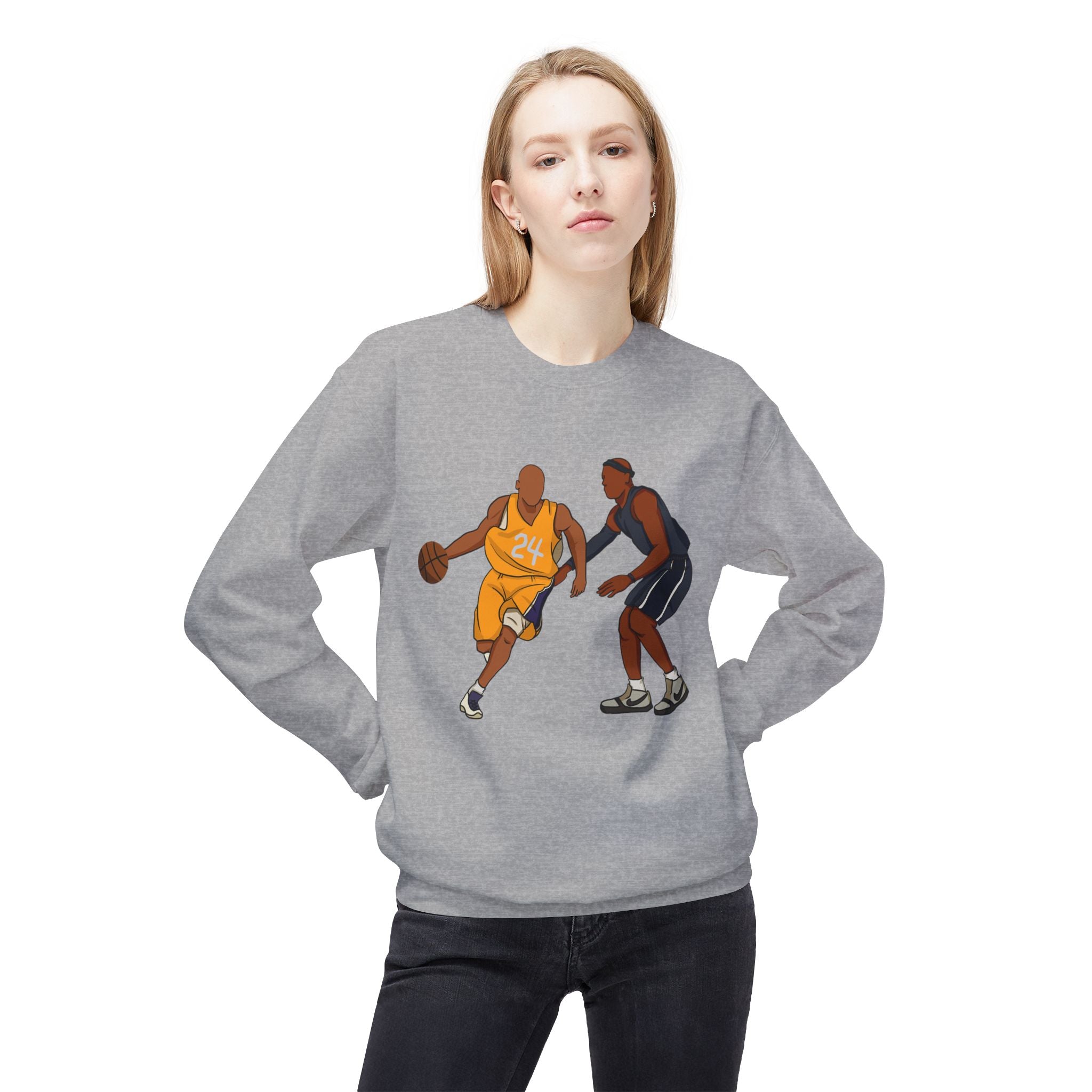 Basketball Players Sweatshirt Front Dribble Back Hoop Graphic