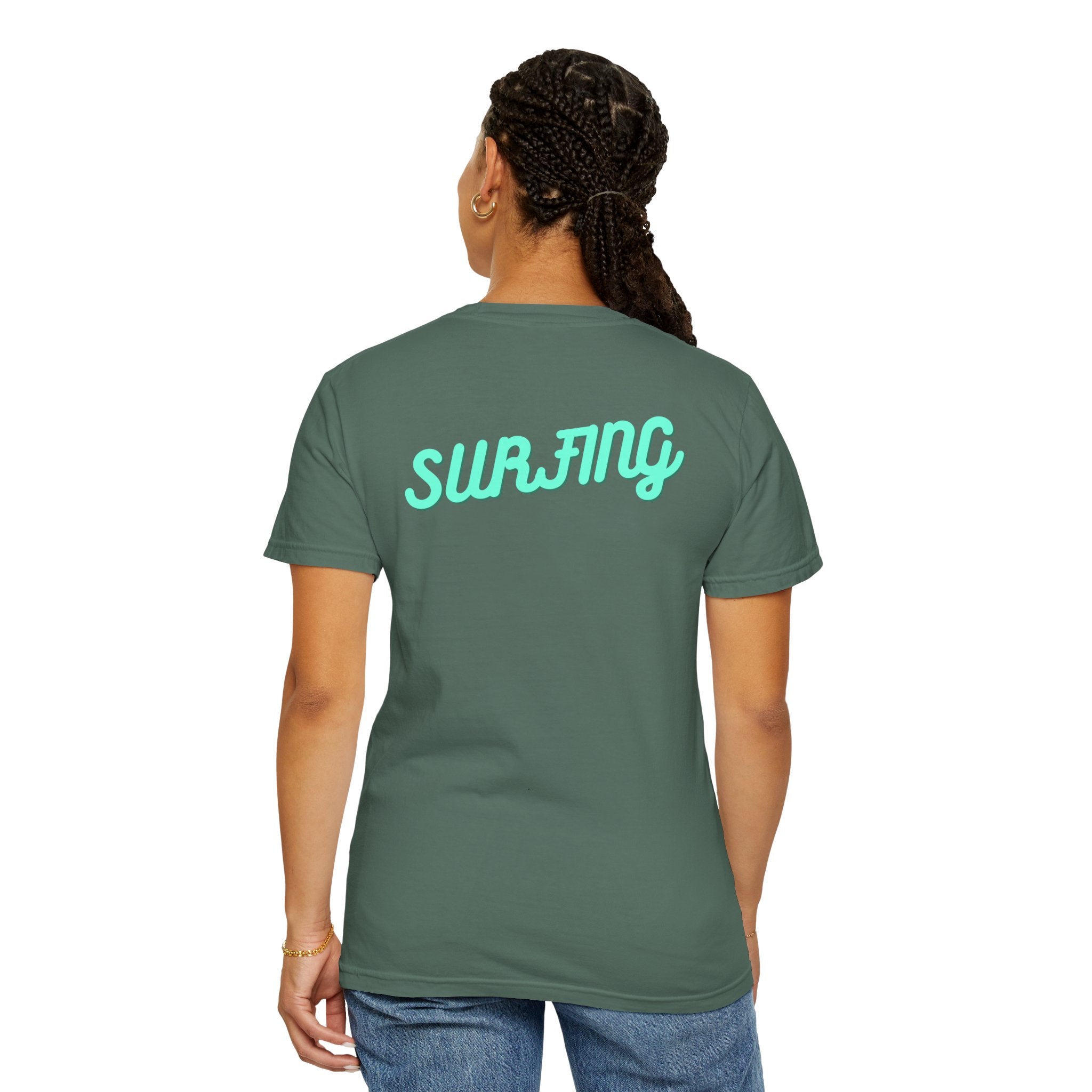 California Beach Surf T-Shirt  Retro Palm Trees & ‘SURFING’ Graphic