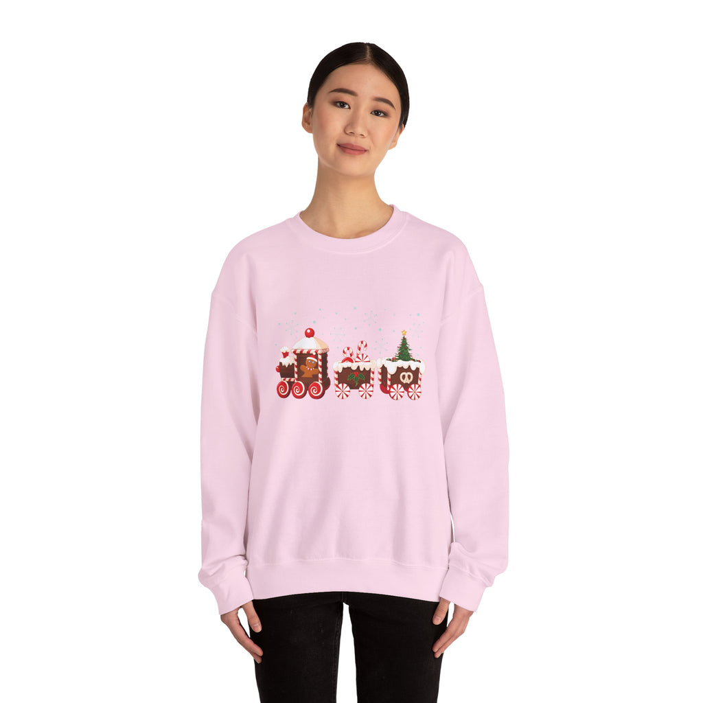 Gingerbread Train crewneck sweatshirt | Merry Christmas back print