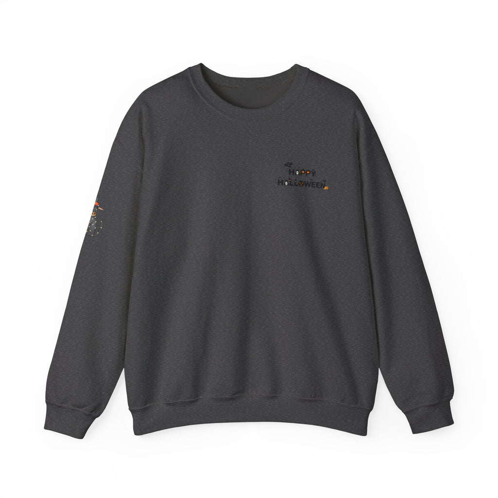 Halloween Candy Crewneck Sweatshirt — 'Happy Halloween' Jack-o'-Lantern & Candy Design