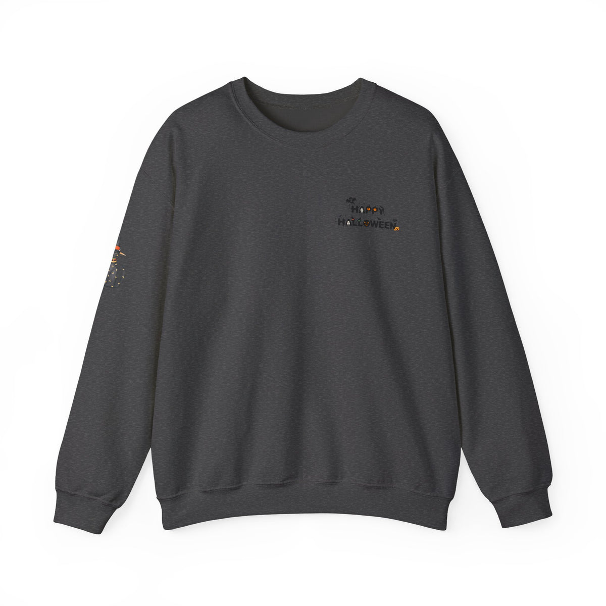 Halloween Candy Crewneck Sweatshirt — 'Happy Halloween' Jack-o'-Lantern & Candy Design