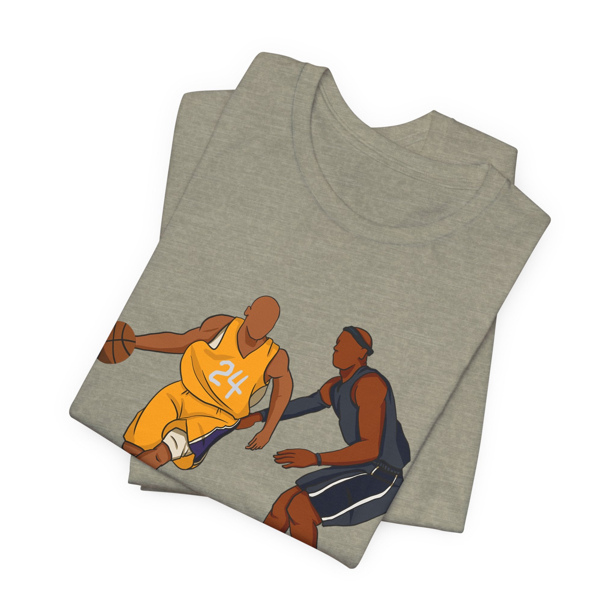 Basketball Players Tee Dribble Defender Court Illustration