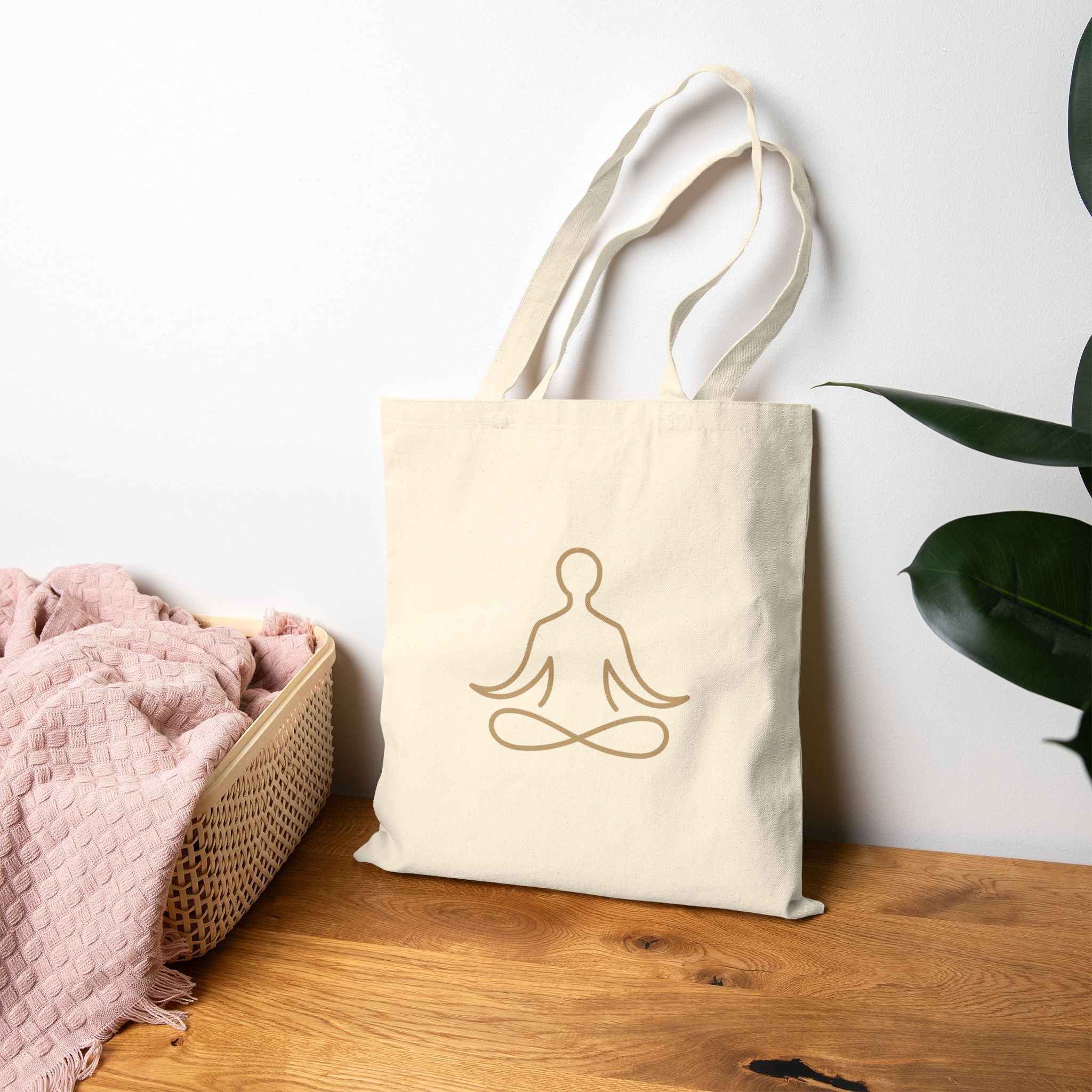 Yoga Lotus Tote Bag  Cotton Canvas Meditation Tote