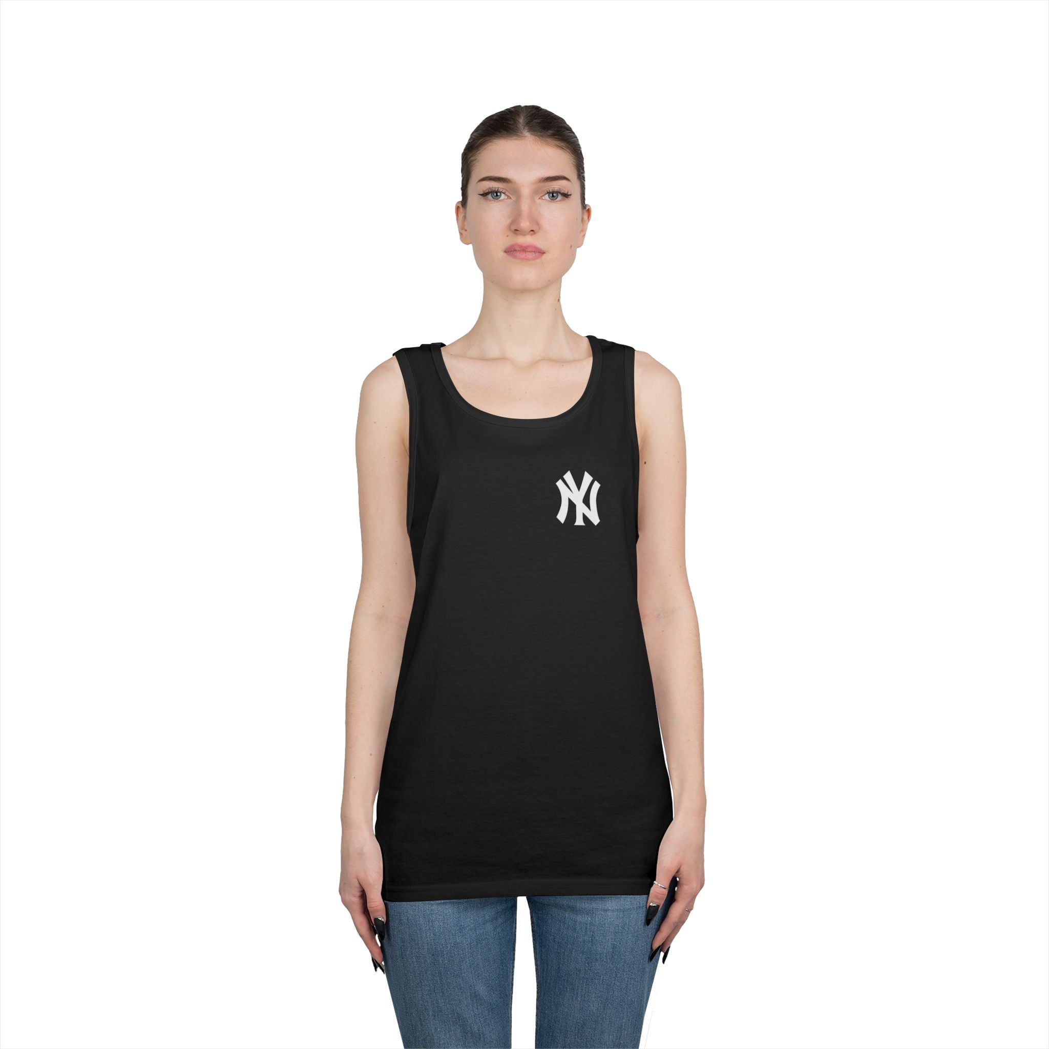 NYC Brooklyn Tank Top  Minimal Yankees Logo Front, Red NYC Back Streetwear