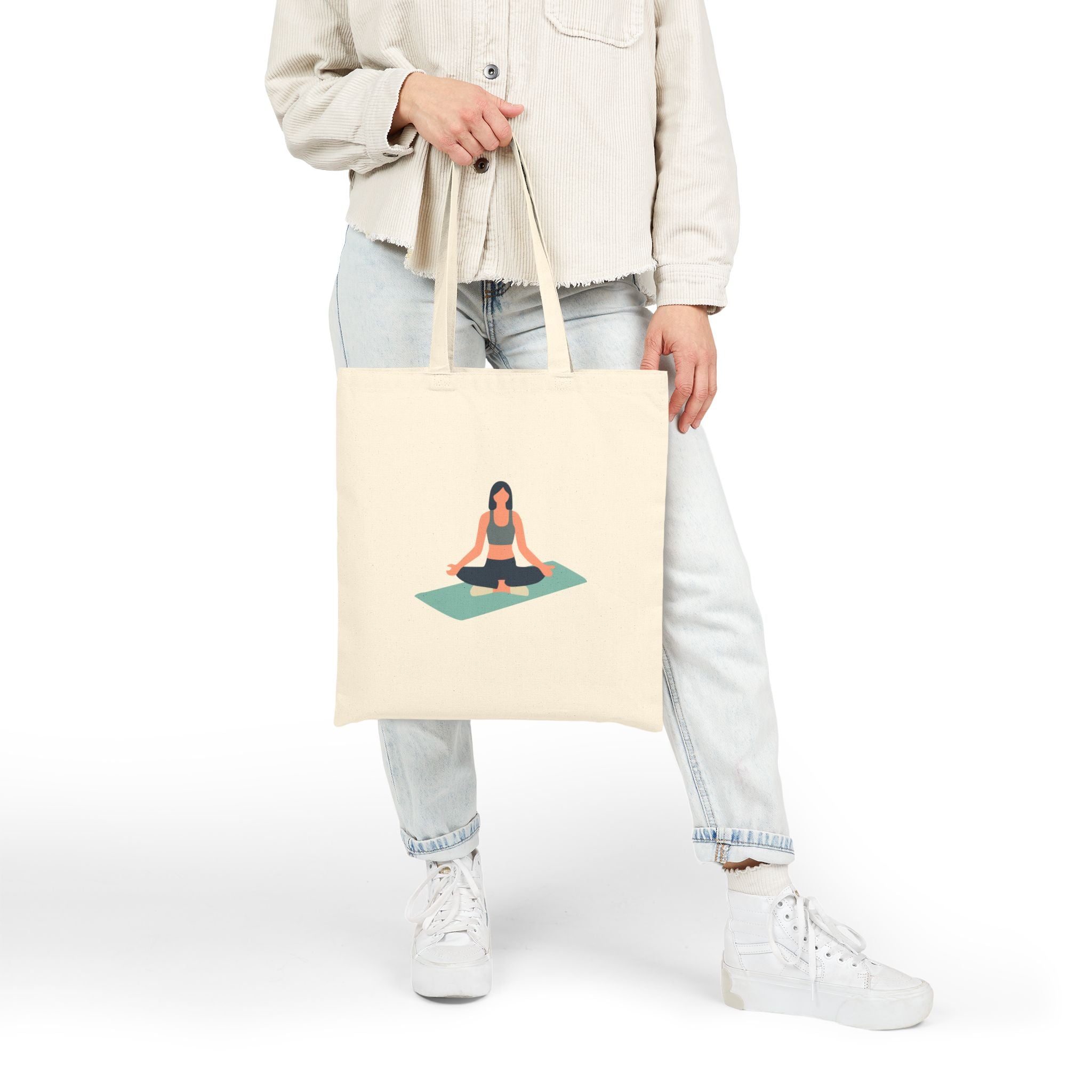 Yoga Lotus Tote Bag  Canvas Meditation Beach Grocery Tote