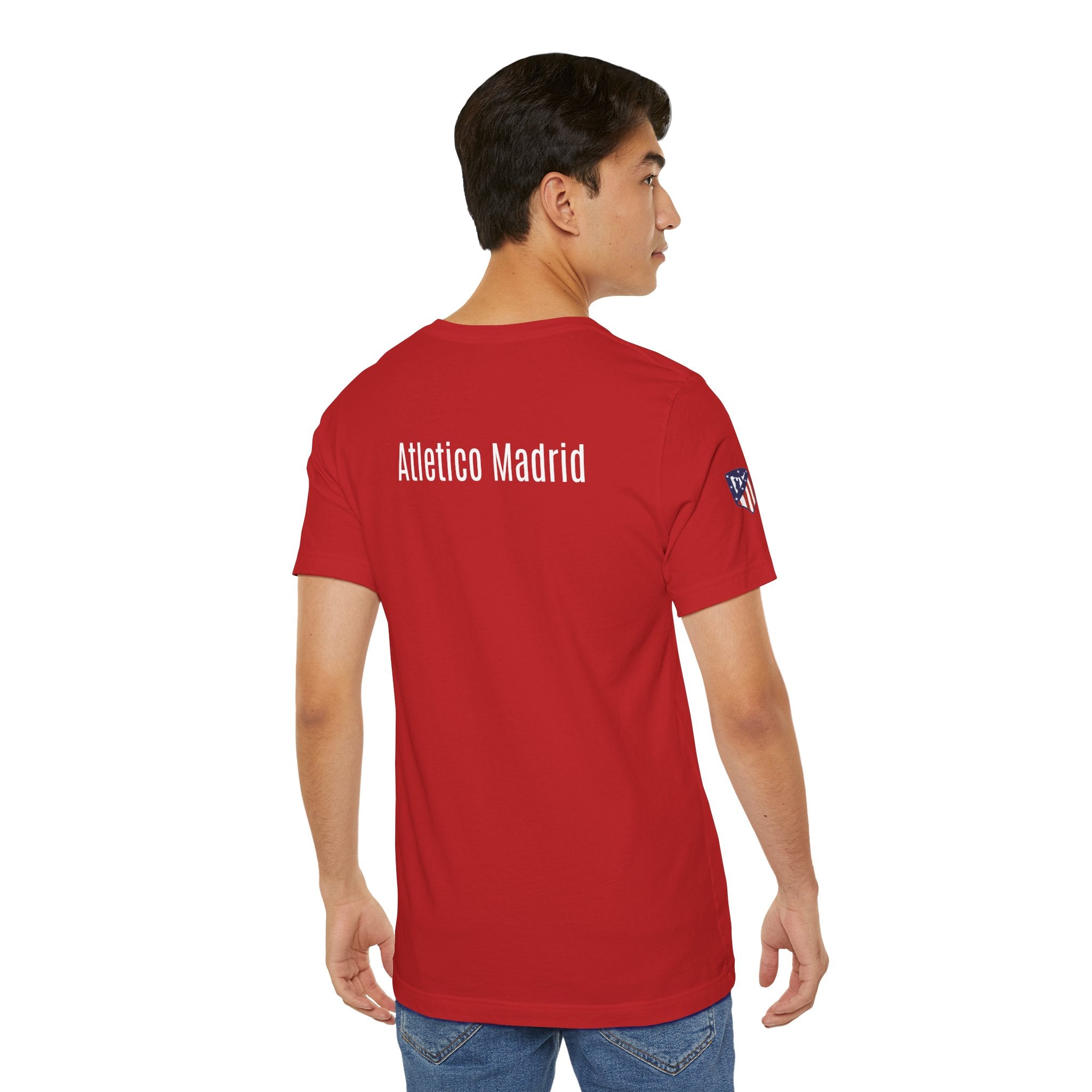 Atletico Madrid Shield T-Shirt Front Chest & Sleeve Logo Soccer Tee