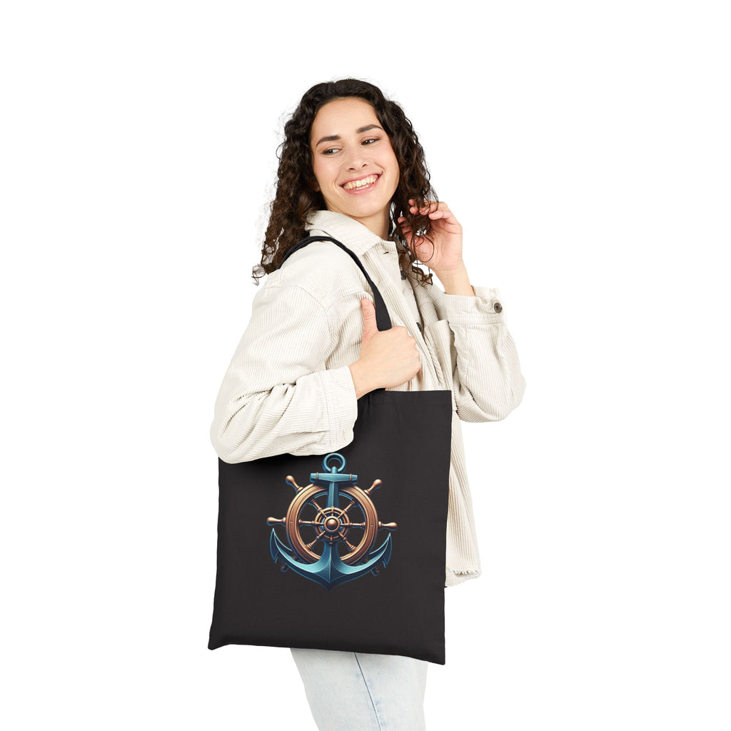 Pirate Skull & Anchor Canvas Tote Bag — Nautical Pirate Beach Shopping Tote