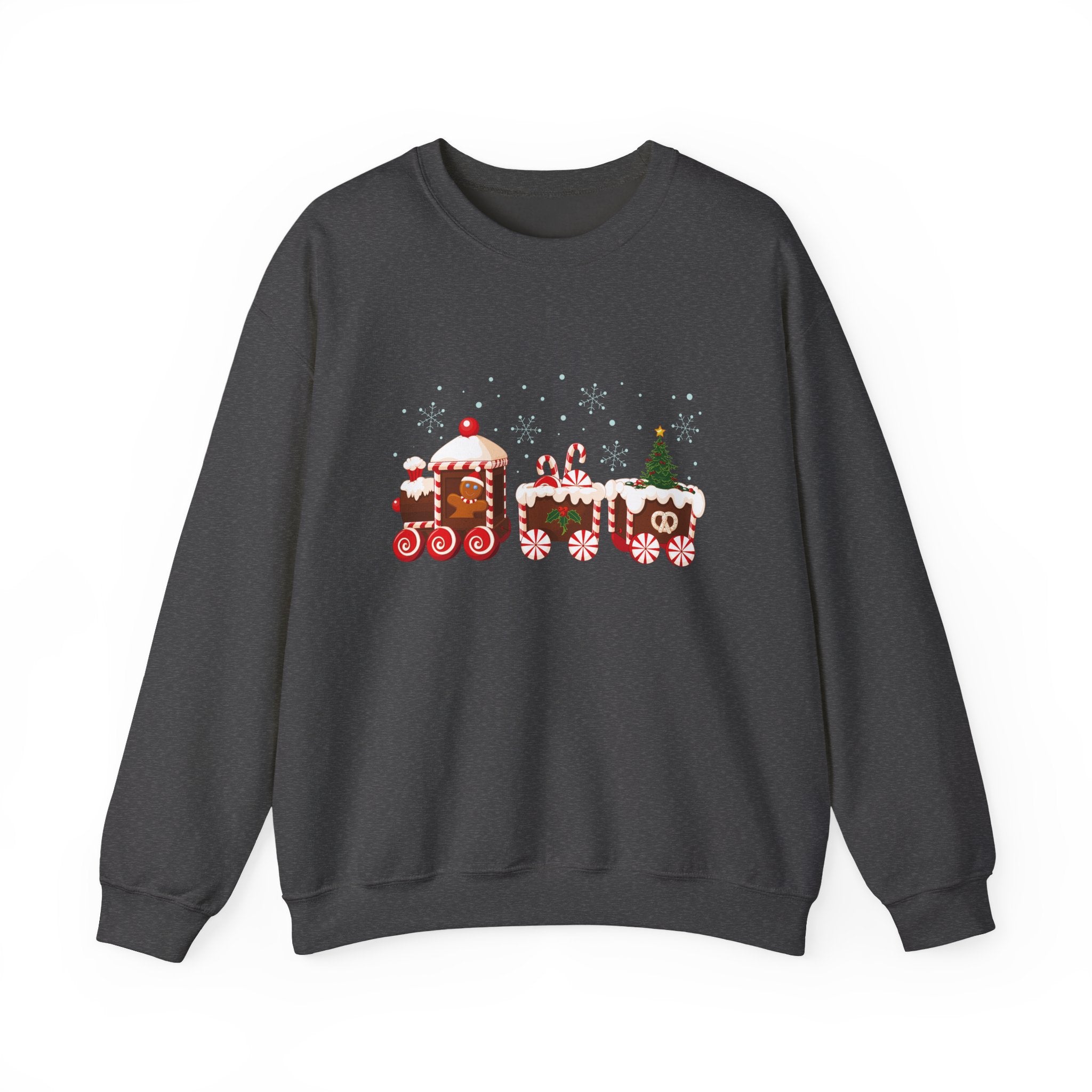 Gingerbread Train crewneck sweatshirt | Merry Christmas back print