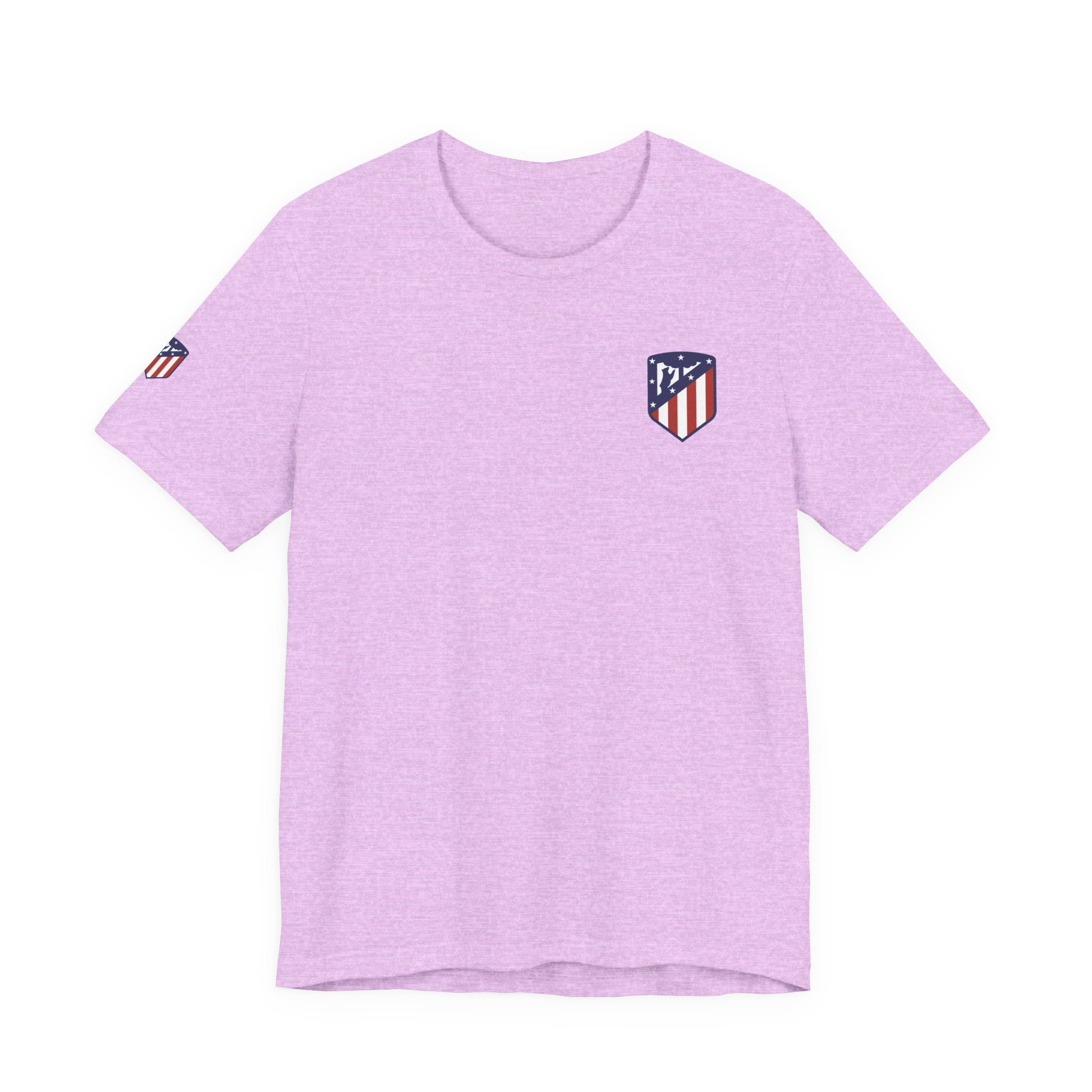 Atletico Madrid Shield T-Shirt Front Chest & Sleeve Logo Soccer Tee