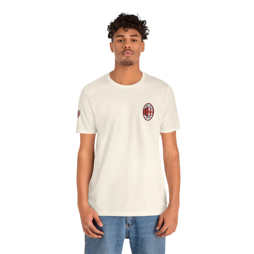 AC Milan Crest T-Shirt Minimal Soccer Tee with 'AC Milan' Back Print