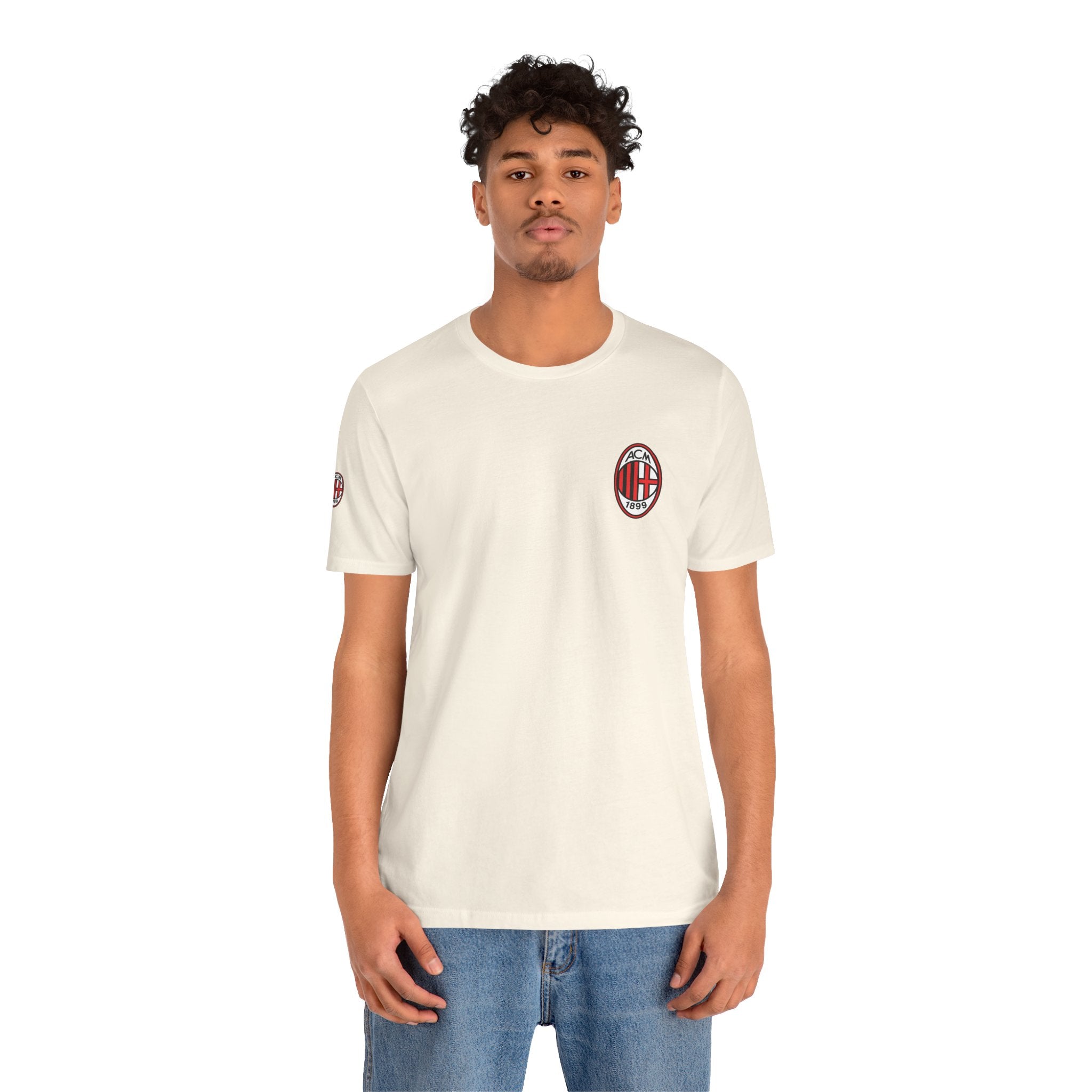 AC Milan Crest T-Shirt Minimal Soccer Tee with 'AC Milan' Back Print