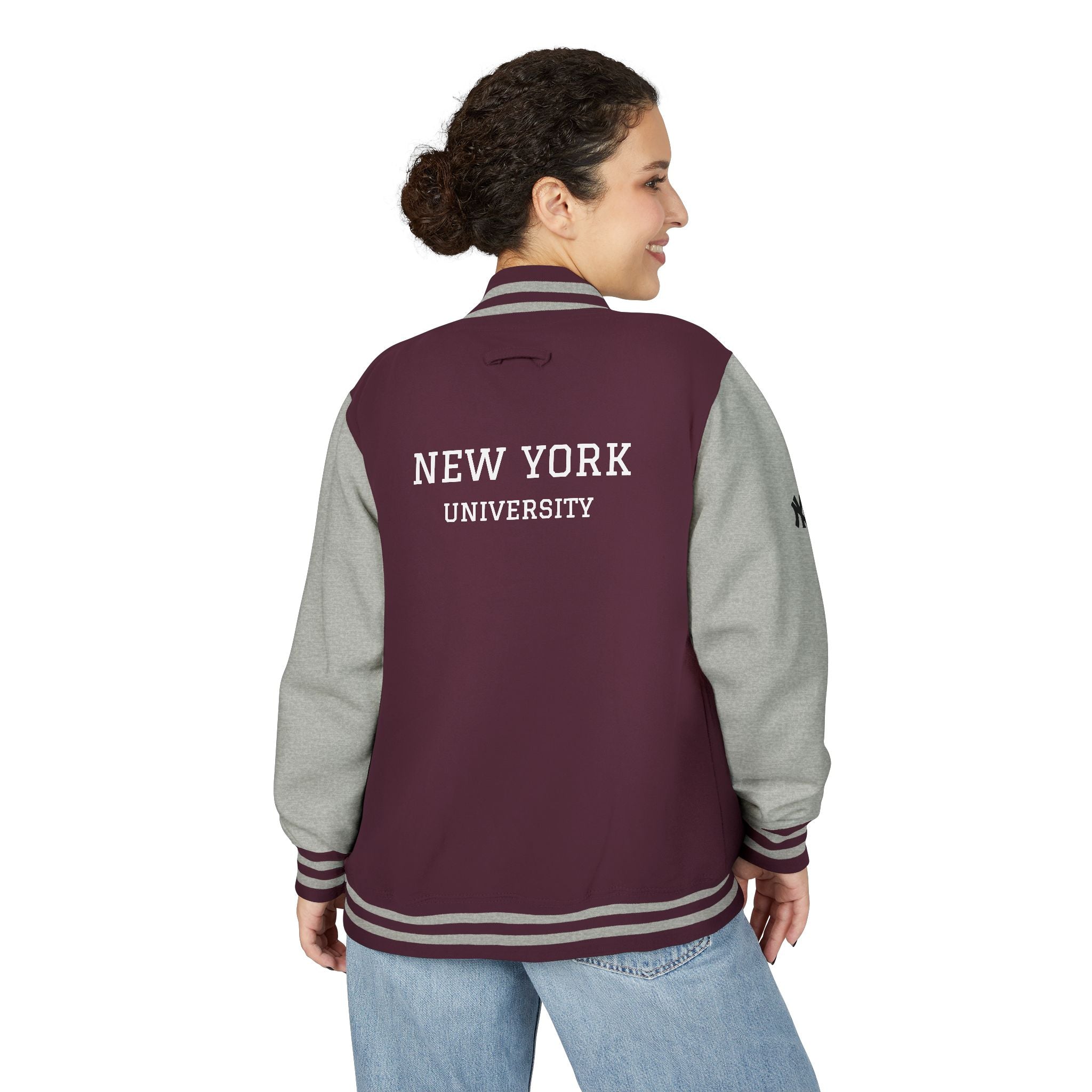 New York Letterman Jacket Varsity Style Red & White Baseball Jacket