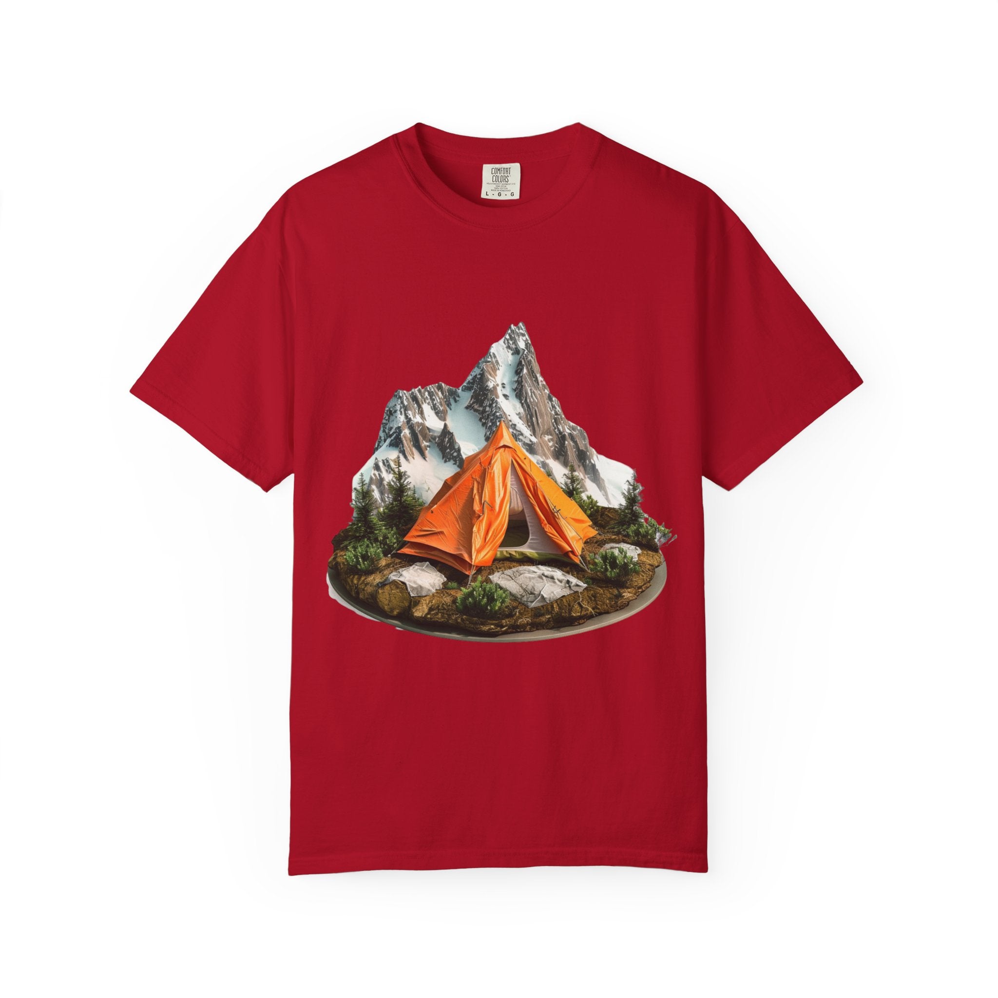 Mountain Camping Tent T-Shirt  Orange Tent Campsite Graphic