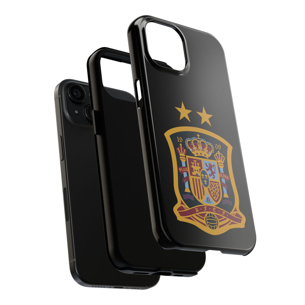 Spain Soccer Crest Tough Phone Case  Black Protective iPhone Case with Two Stars