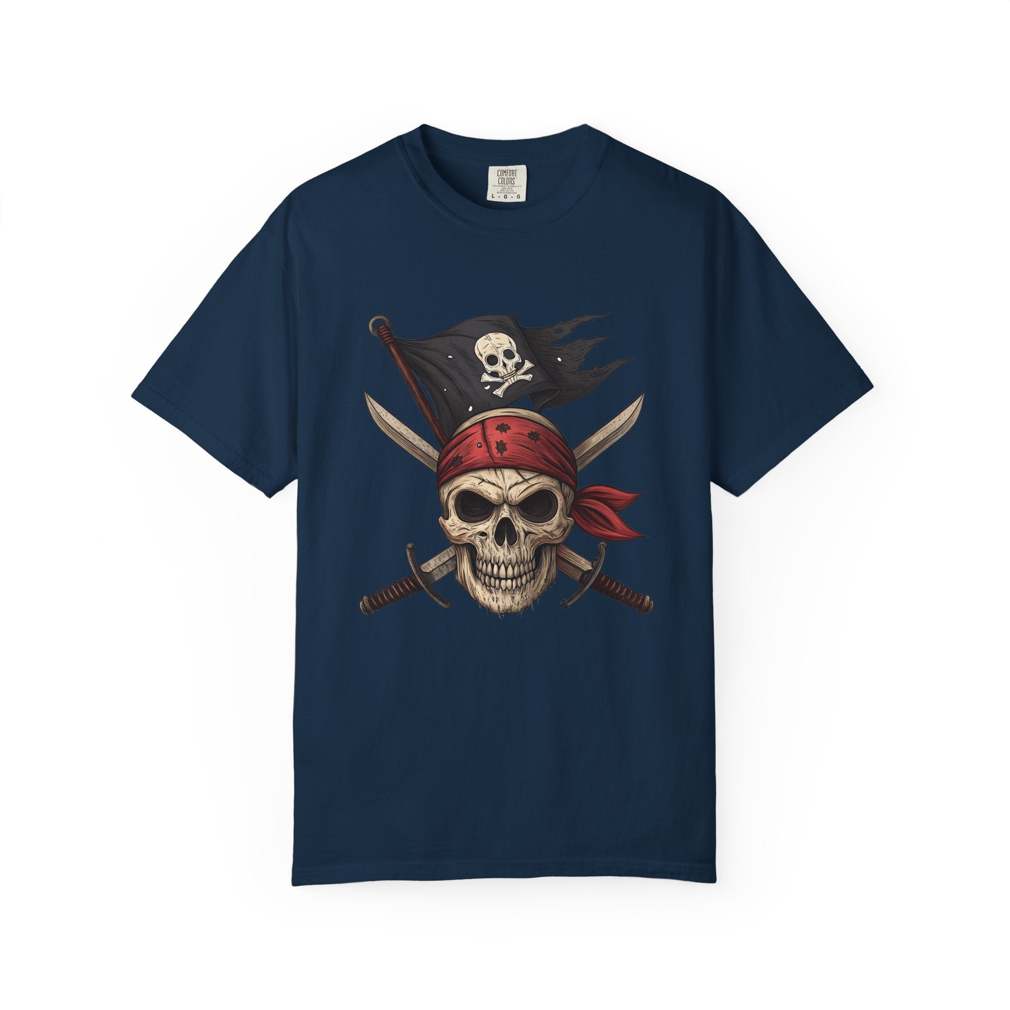 Pirate Skull T-Shirt Jolly Roger Bandana Graphic Tee