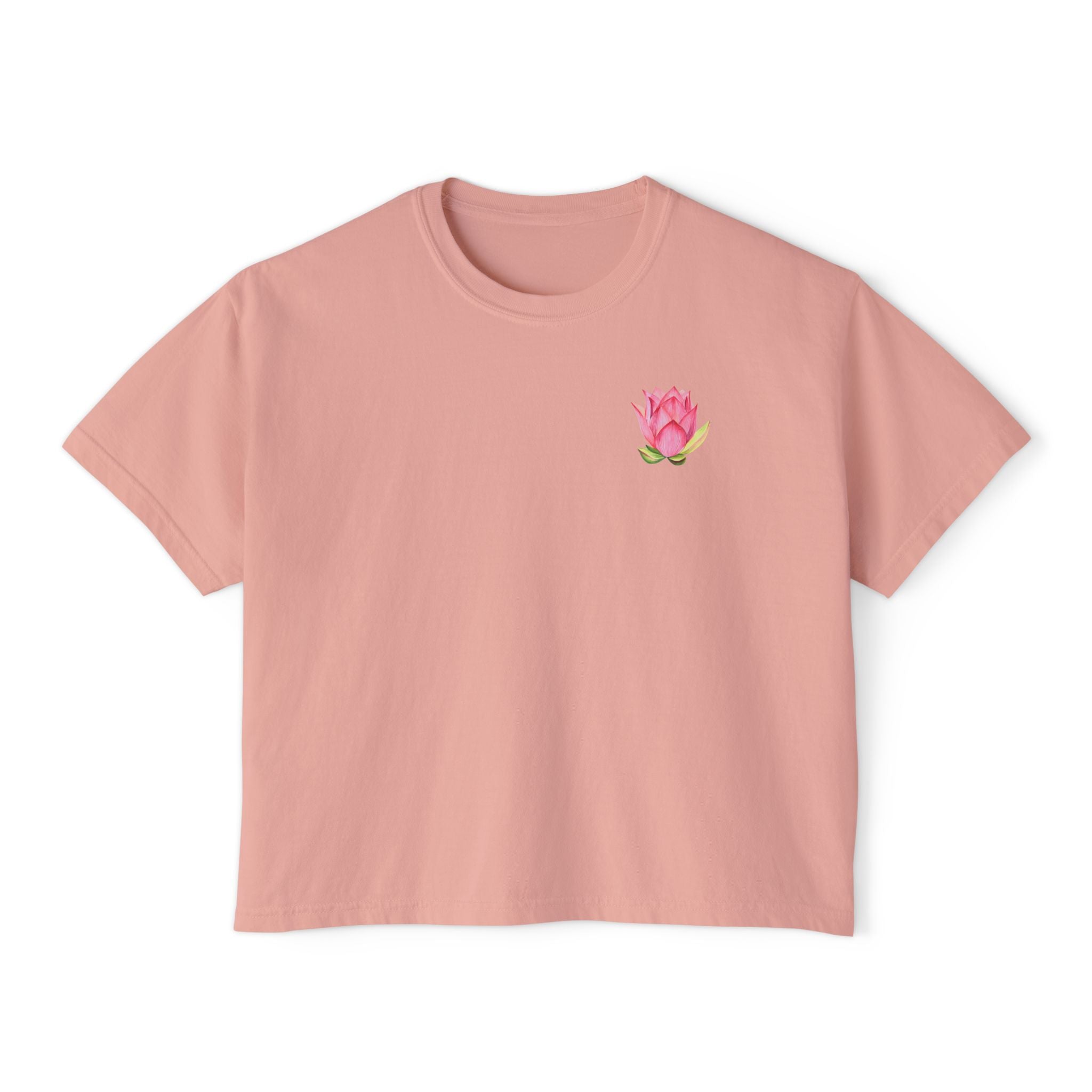 Yoga Time Boxy Tee — Women’s Cropped Yoga T‑Shirt with Lotus Graphic