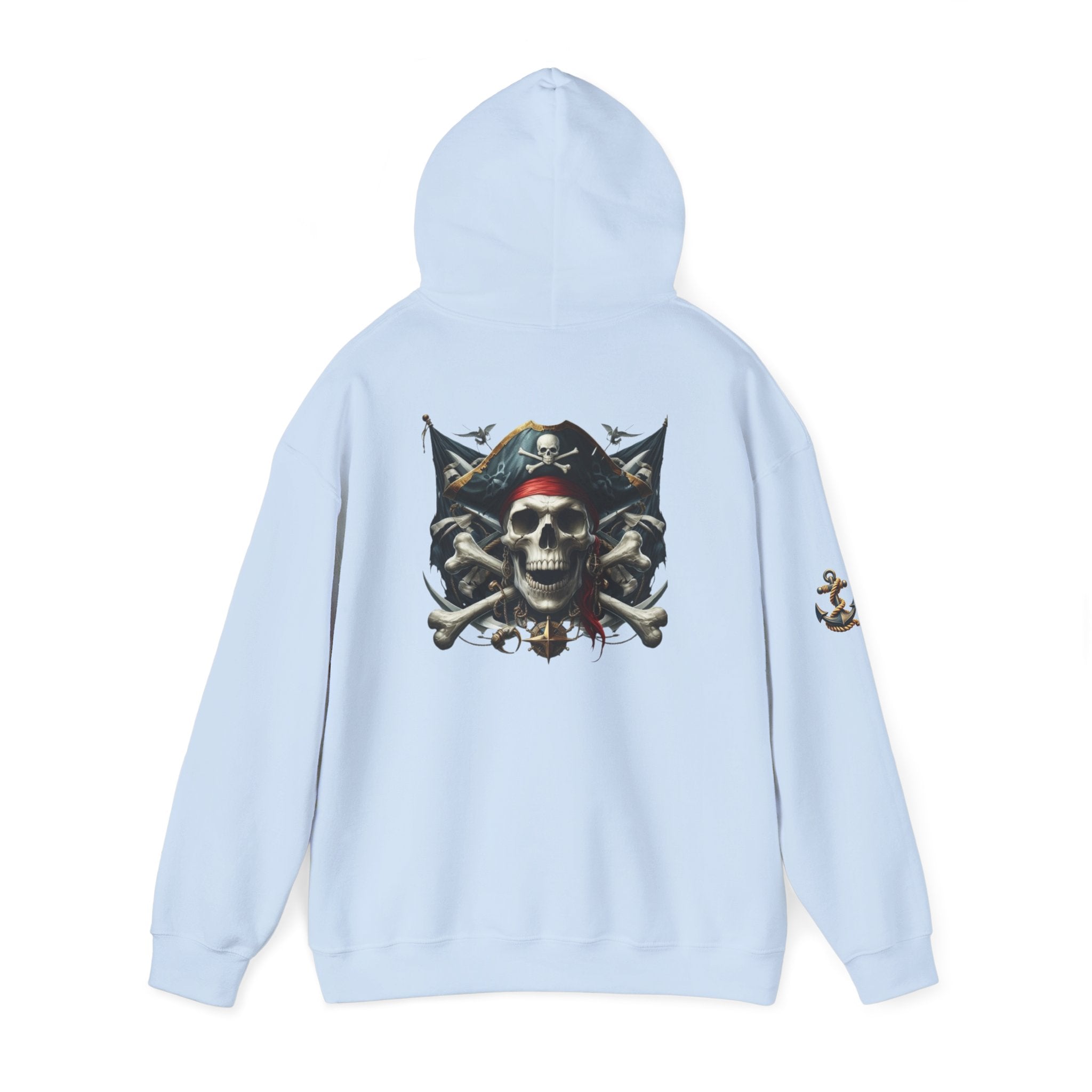 Pirate Skull Anchor Hoodie  Nautical Skull & Crossbones Pullover