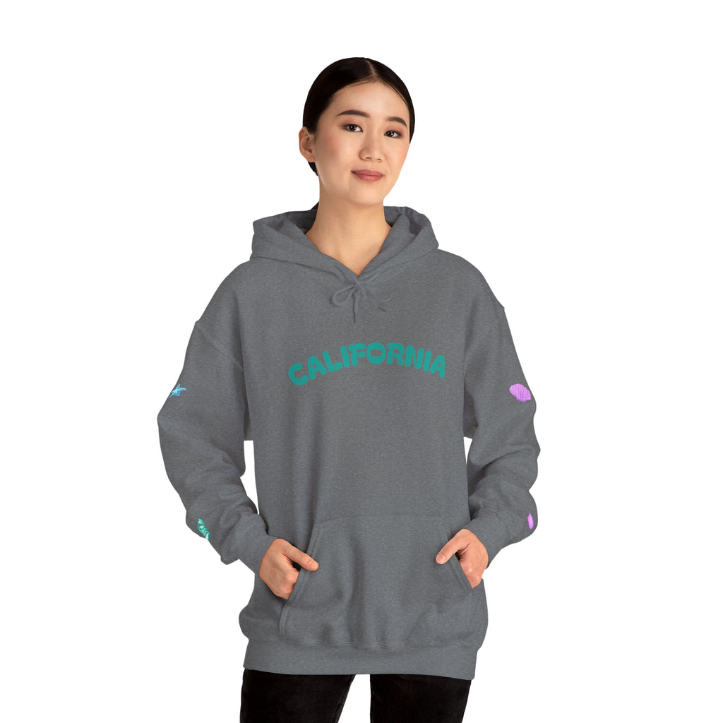 California Palm Tree Hoodie | Beach Island Graphic, Sleeve Icons