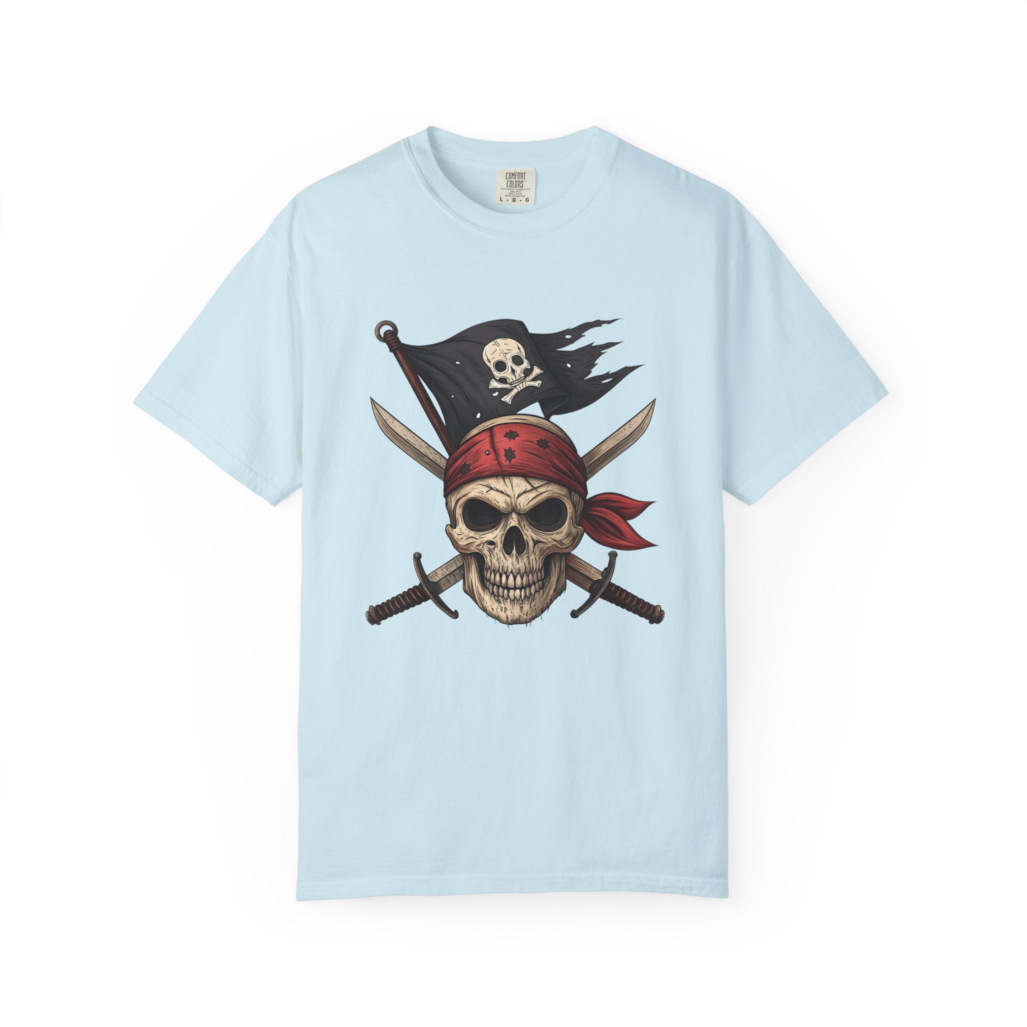 Pirate Skull T-Shirt Jolly Roger Bandana Graphic Tee