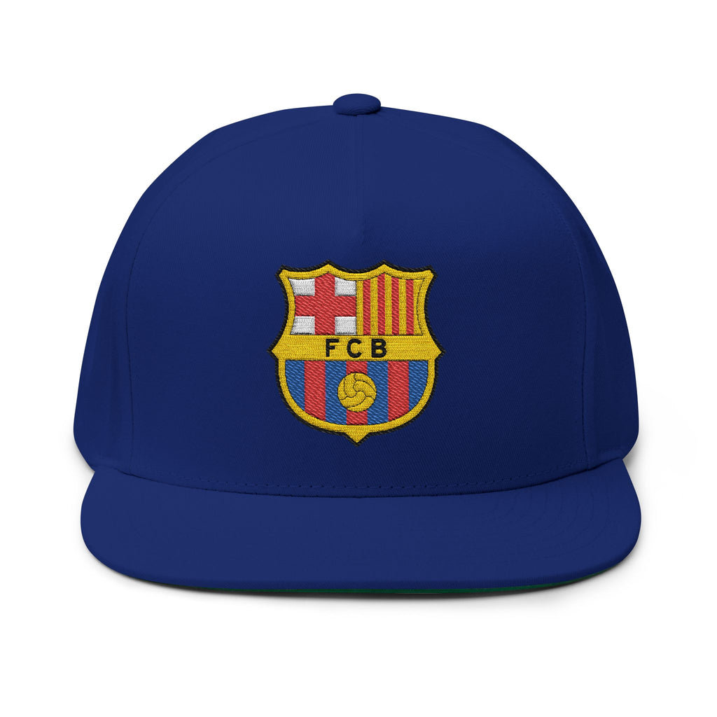 Embroidered Football Crest Flat Bill Cap  Snapback Soccer Hat