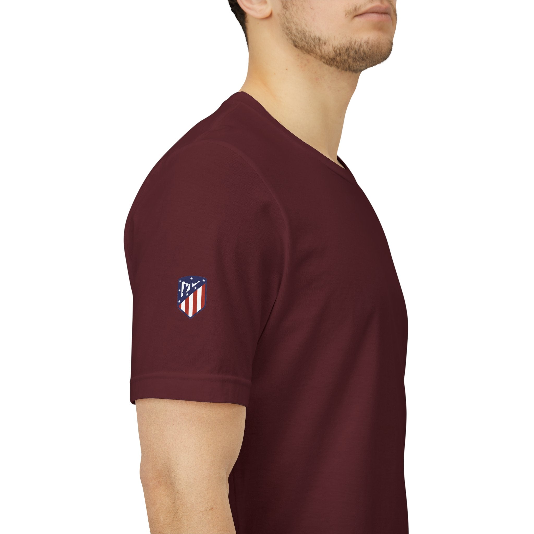 Atletico Madrid Shield T-Shirt Front Chest & Sleeve Logo Soccer Tee