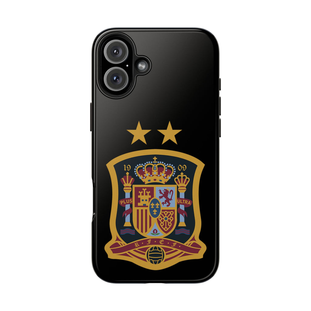 Spain Soccer Crest Tough Phone Case  Black Protective iPhone Case with Two Stars