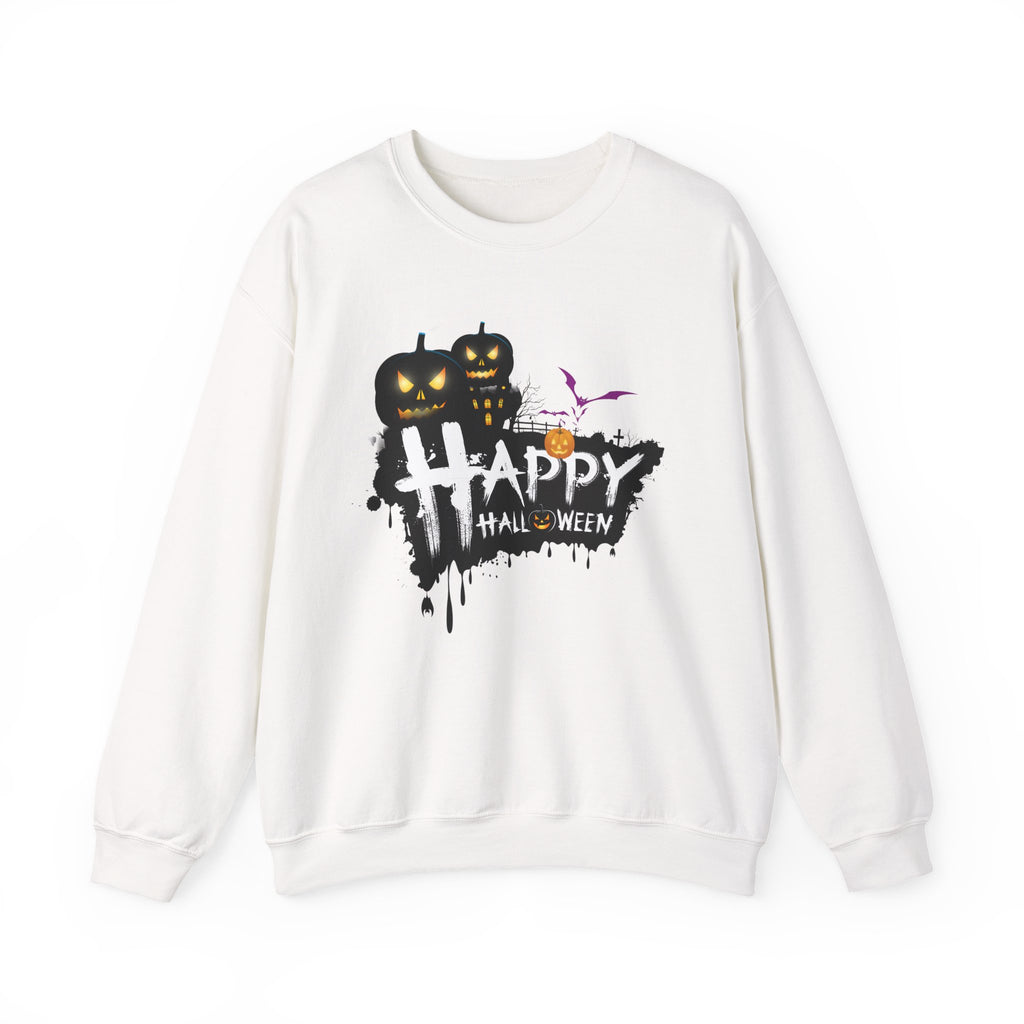 Halloween Pumpkin Crewneck Sweatshirt — "Happy Halloween" Graphic