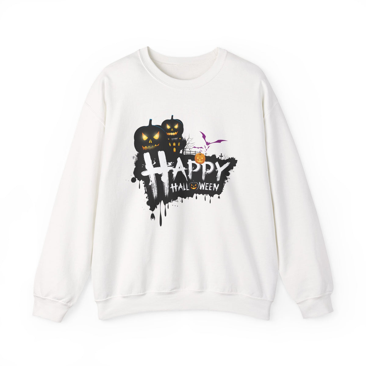 Halloween Pumpkin Crewneck Sweatshirt — "Happy Halloween" Graphic