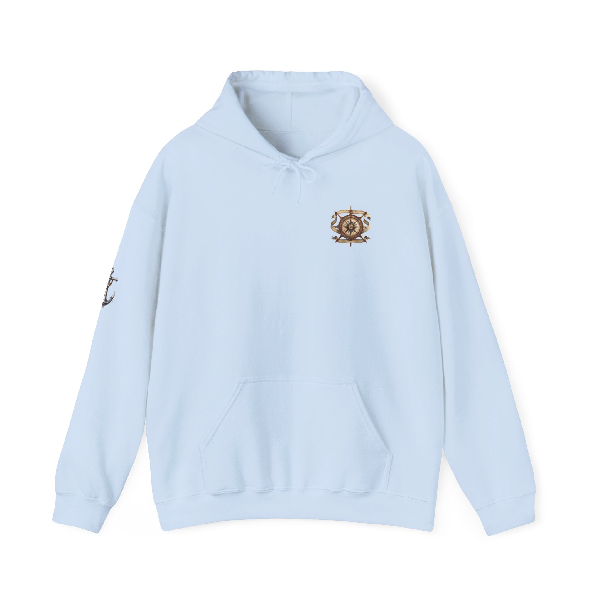 Nautical Ship Hoodie  Vintage Pirate Galleon Sweatshirt with Anchor Sleeve