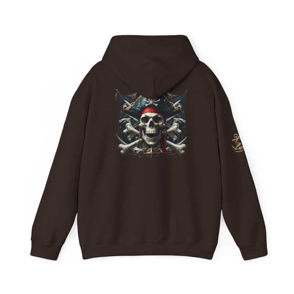 Pirate Skull Anchor Hoodie  Nautical Skull & Crossbones Pullover