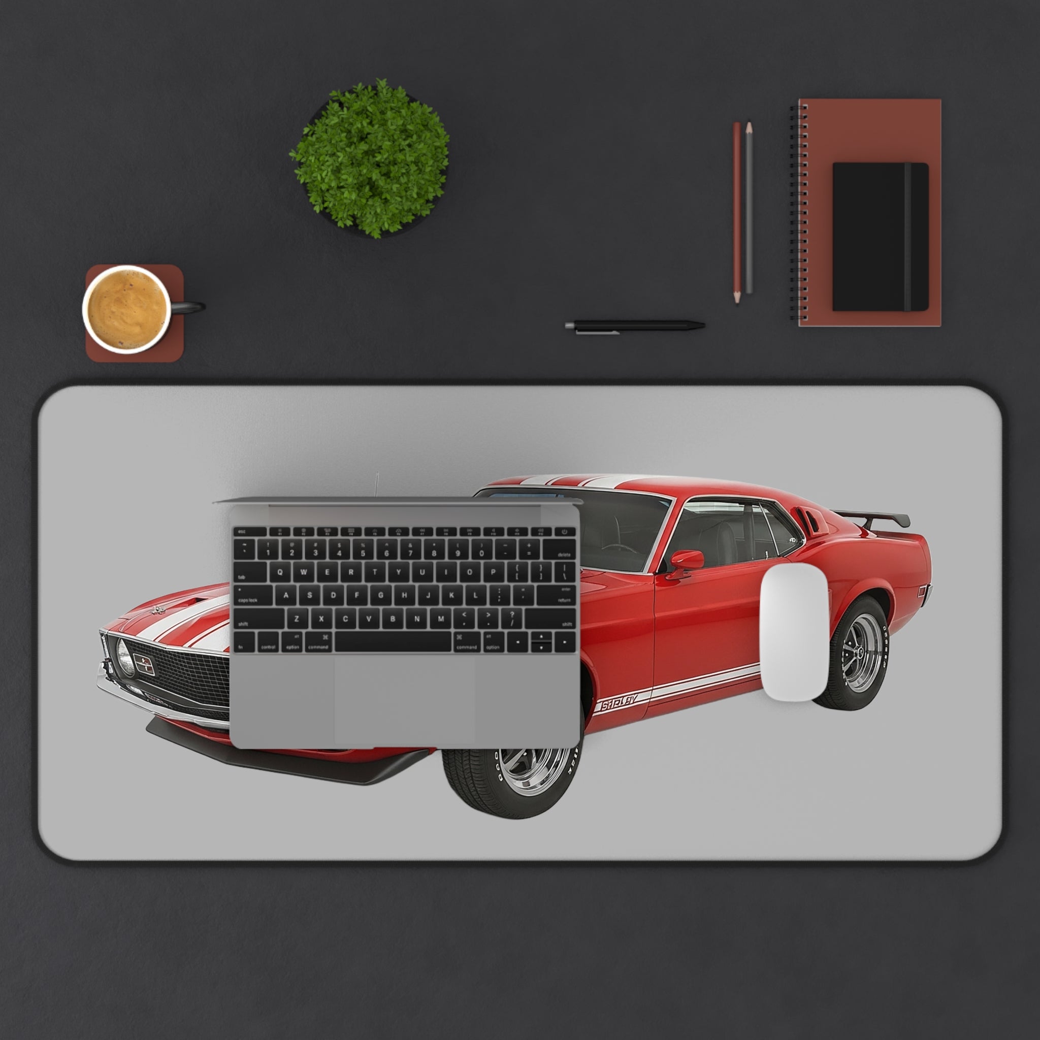 Classic Red Mustang Desk Mat — Vintage Muscle Car Mouse Pad