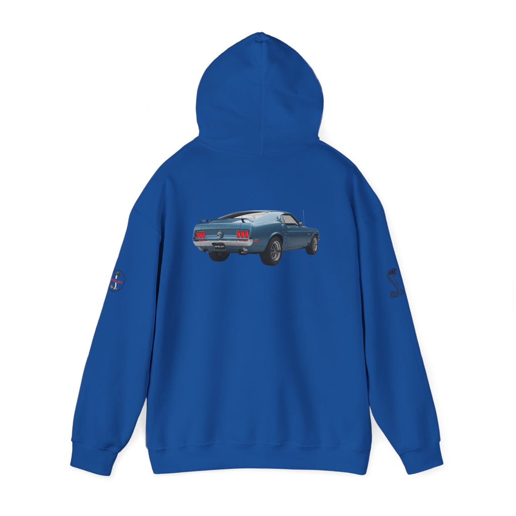 Classic Mustang Hoodie  Vintage Blue Pony Car Pullover