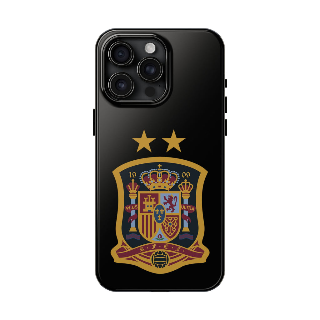 Spain Soccer Crest Tough Phone Case  Black Protective iPhone Case with Two Stars