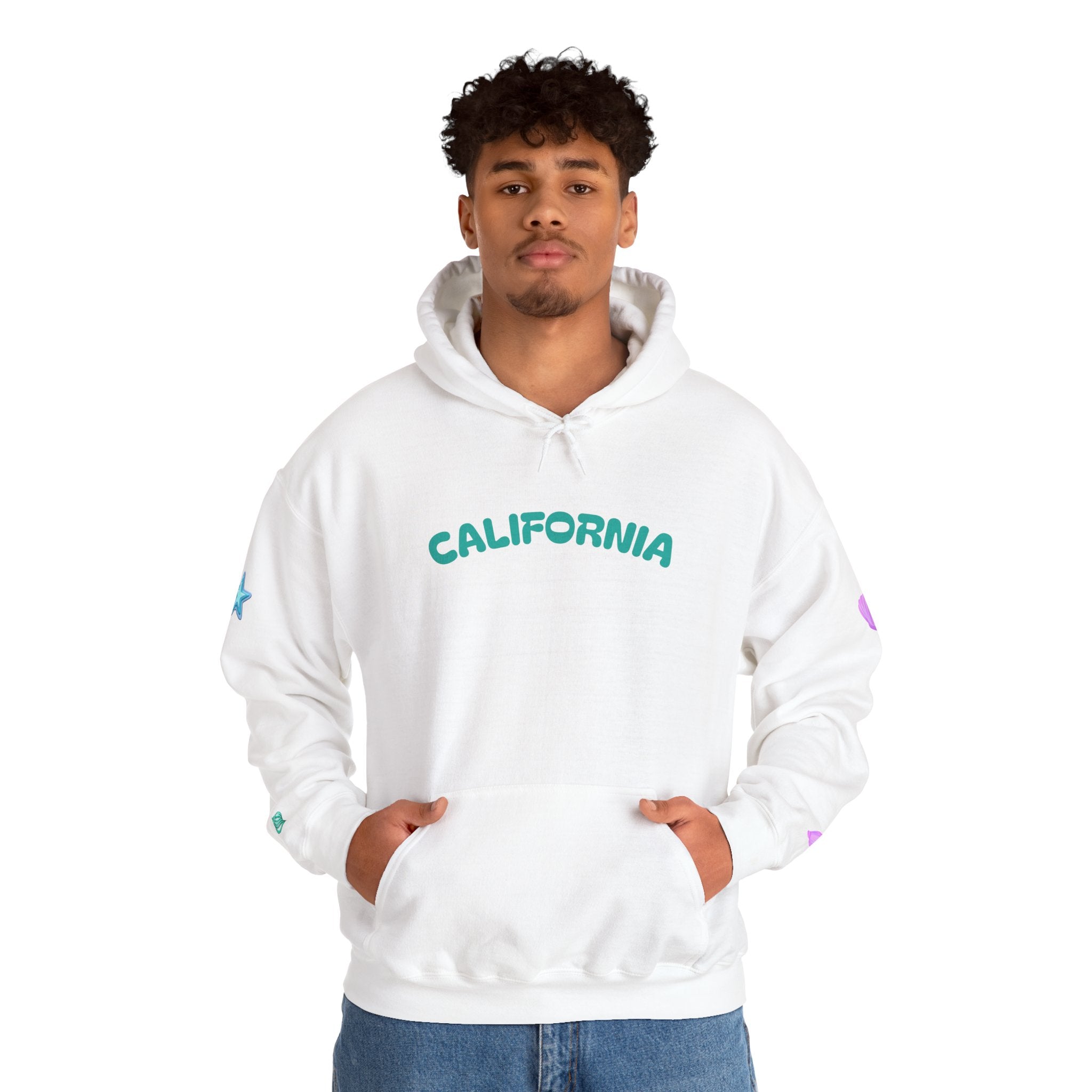California Palm Tree Hoodie | Beach Island Graphic, Sleeve Icons
