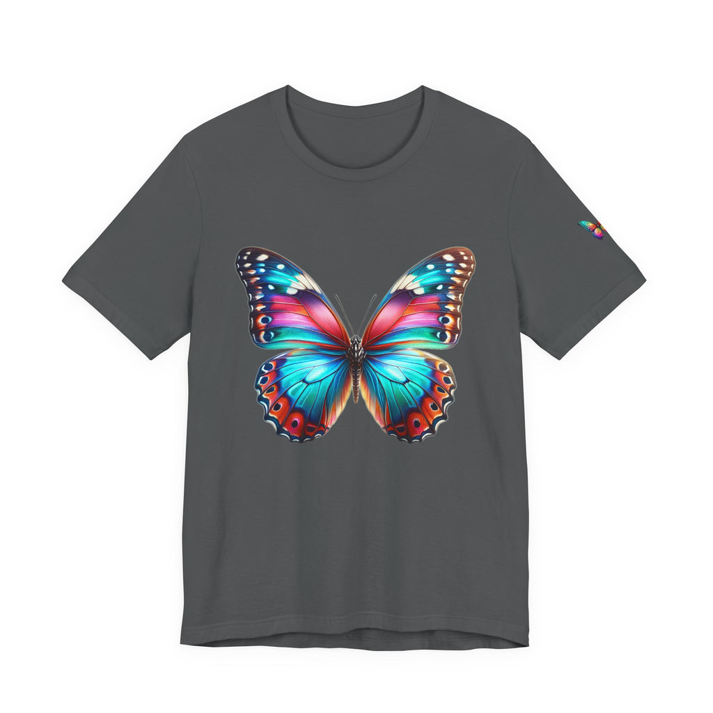 Vibrant Rainbow Butterfly Tee Colorful Monarch Wing Graphic