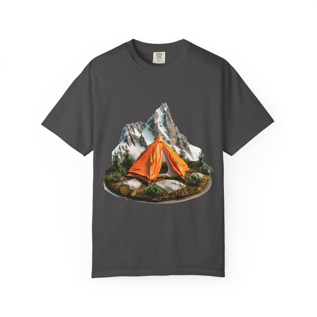 Mountain Camping Tent T-Shirt  Orange Tent Campsite Graphic