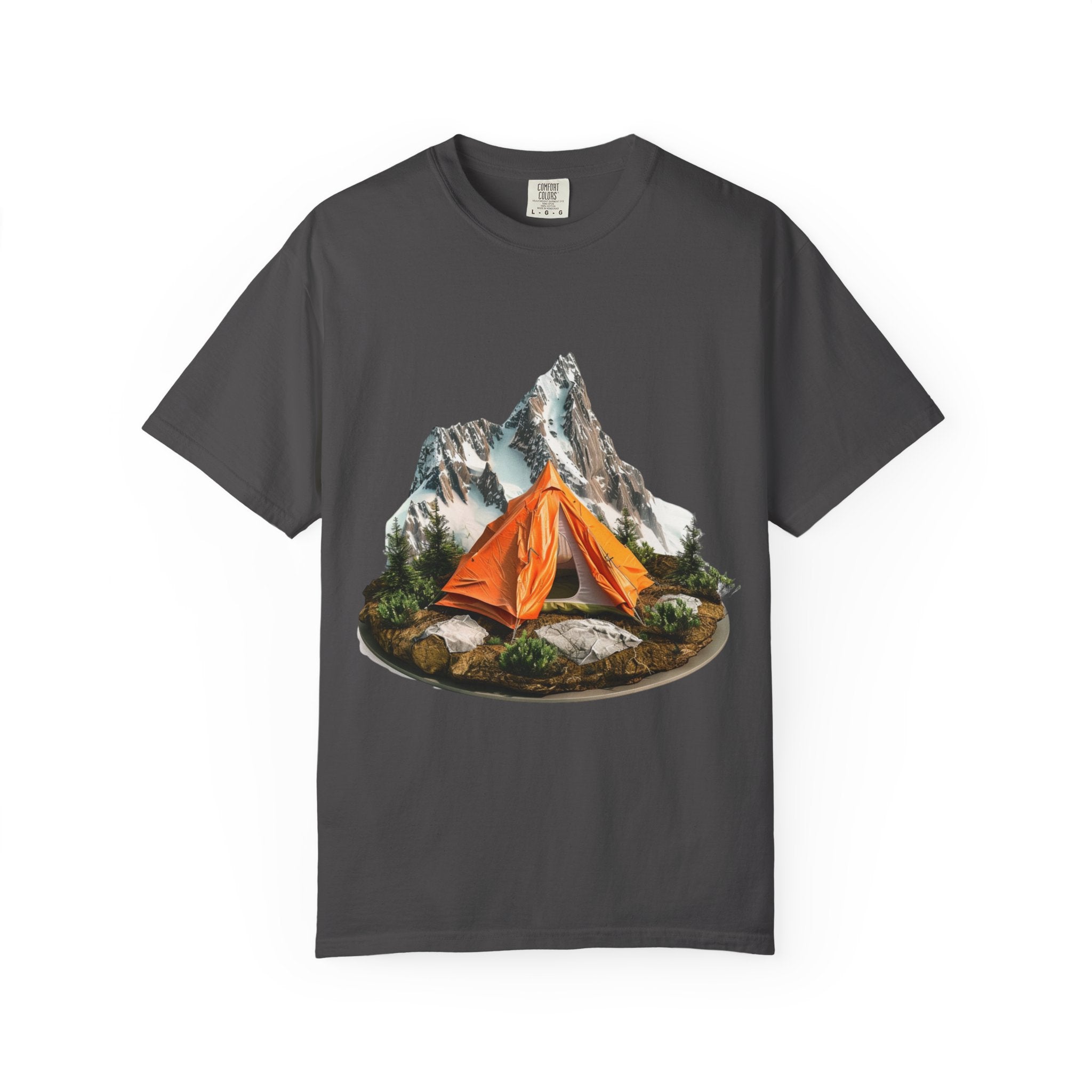 Mountain Camping Tent T-Shirt  Orange Tent Campsite Graphic