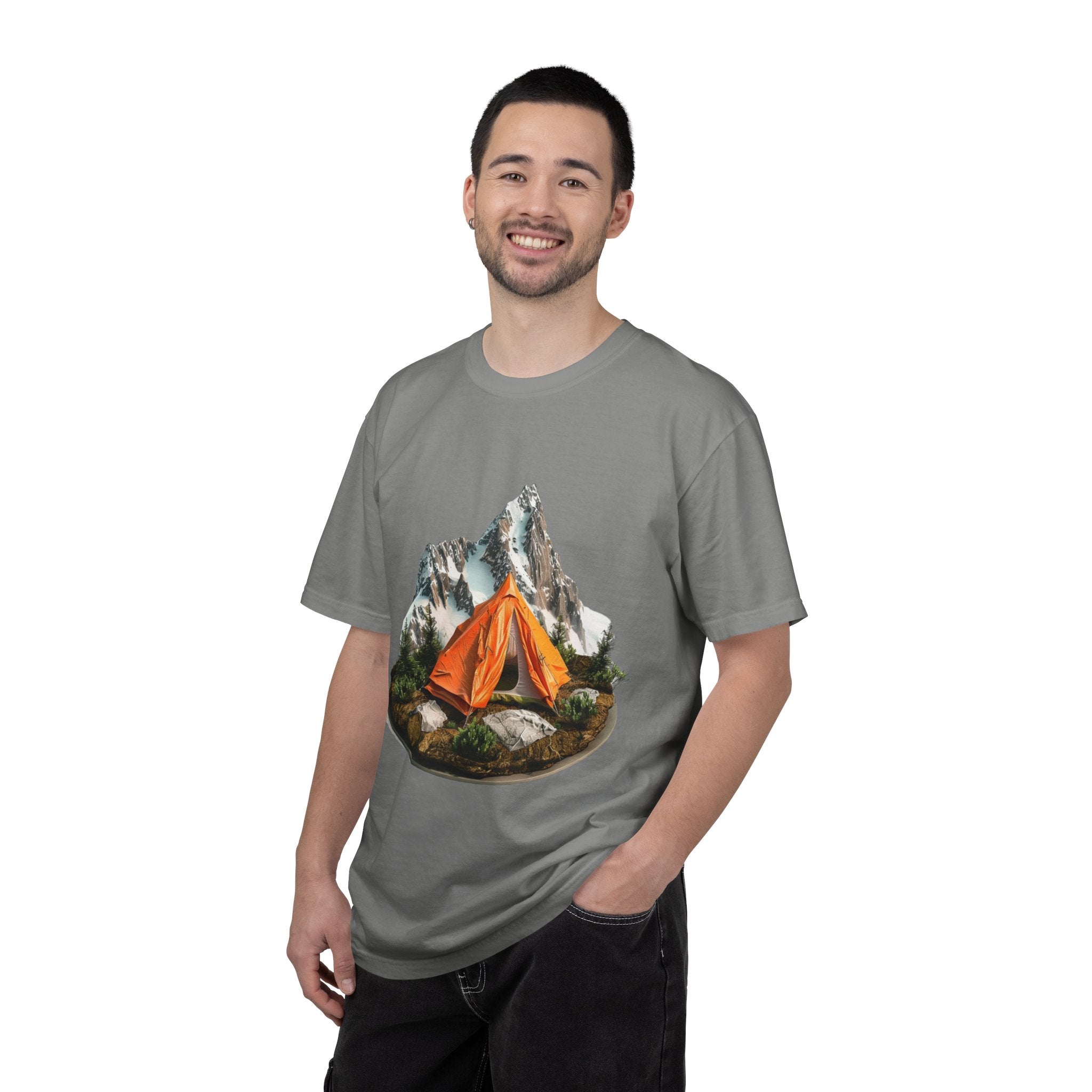 Mountain Camping Tent T-Shirt  Orange Tent Campsite Graphic