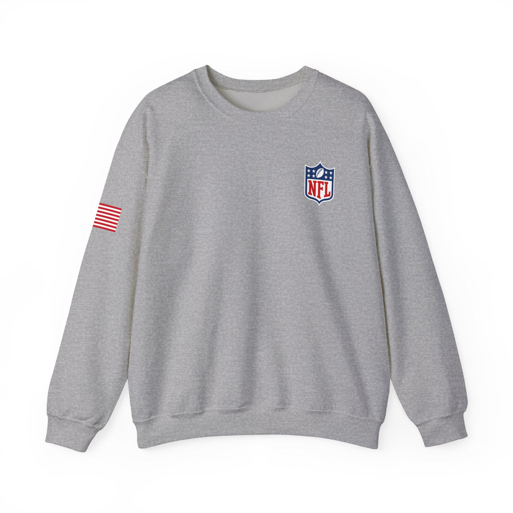 NFL Logo Crewneck Sweatshirt with American Flag Sleeve
