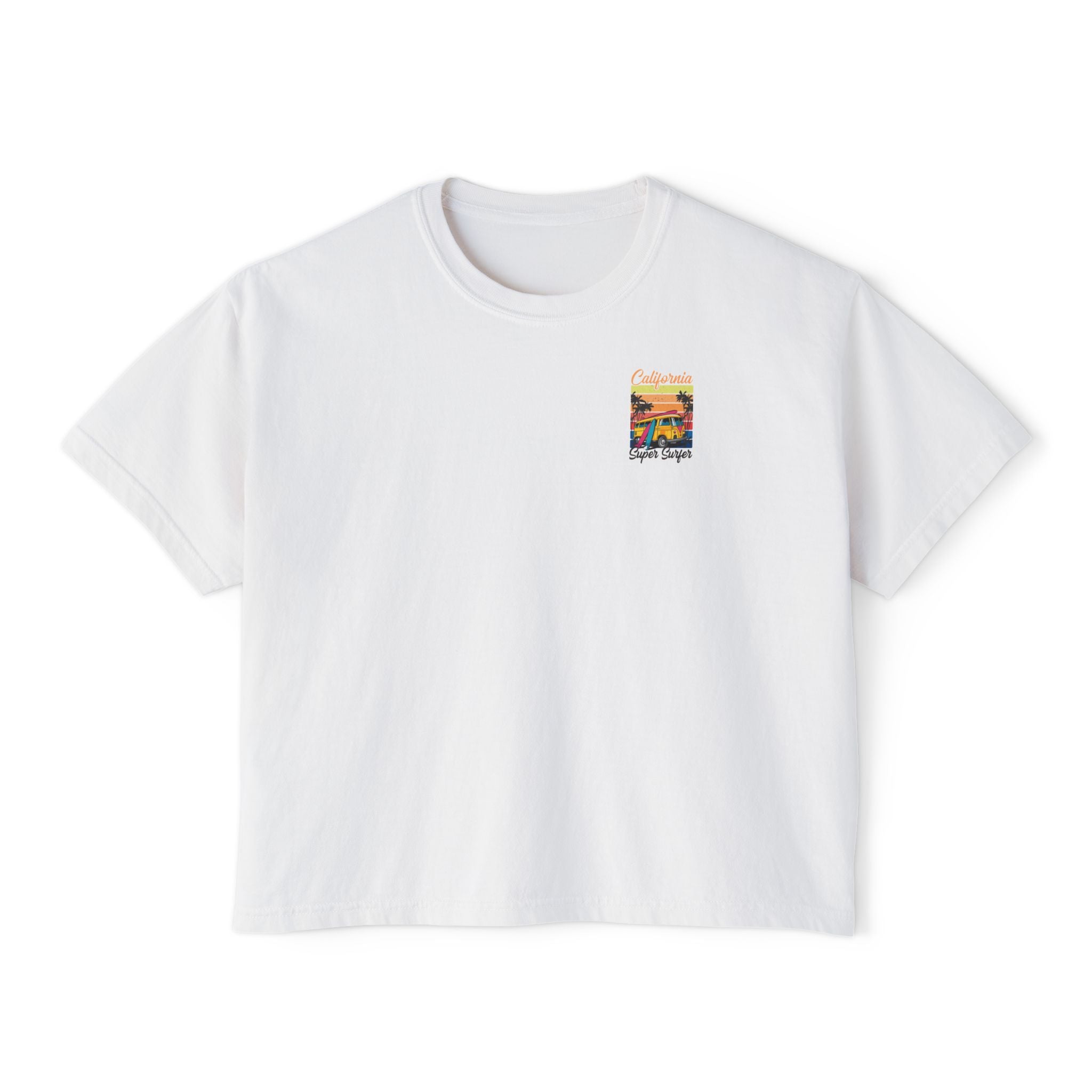 Los Angeles Sunset Women's Boxy Tee  Retro Palm Tree City Graphic