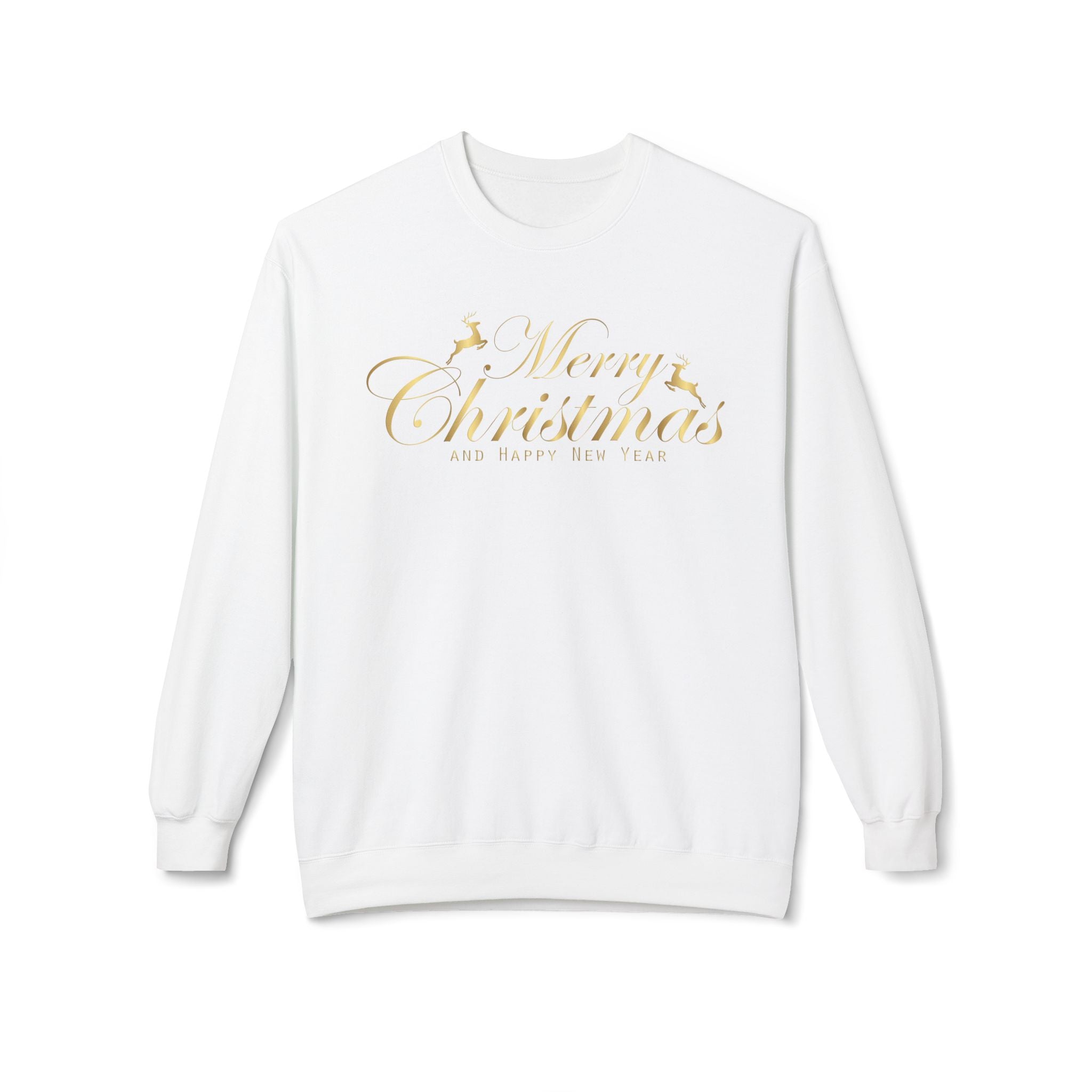 Merry Christmas gold script Sweatshirt Holiday Noel glitter lettering