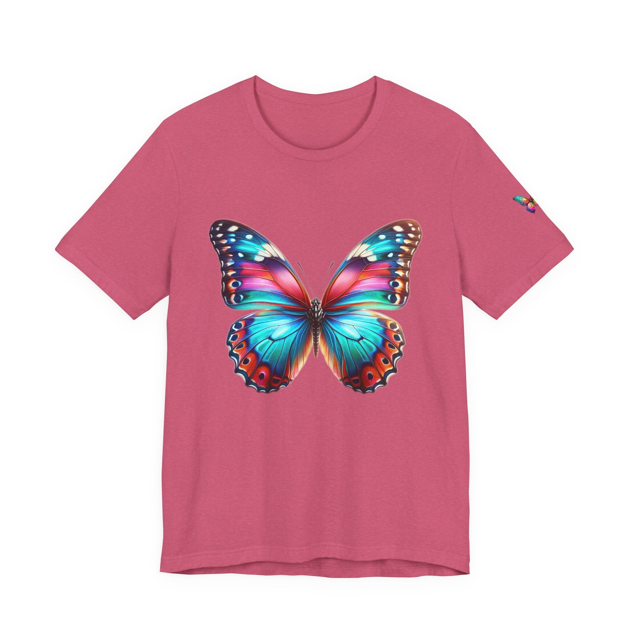 Vibrant Rainbow Butterfly Tee Colorful Monarch Wing Graphic